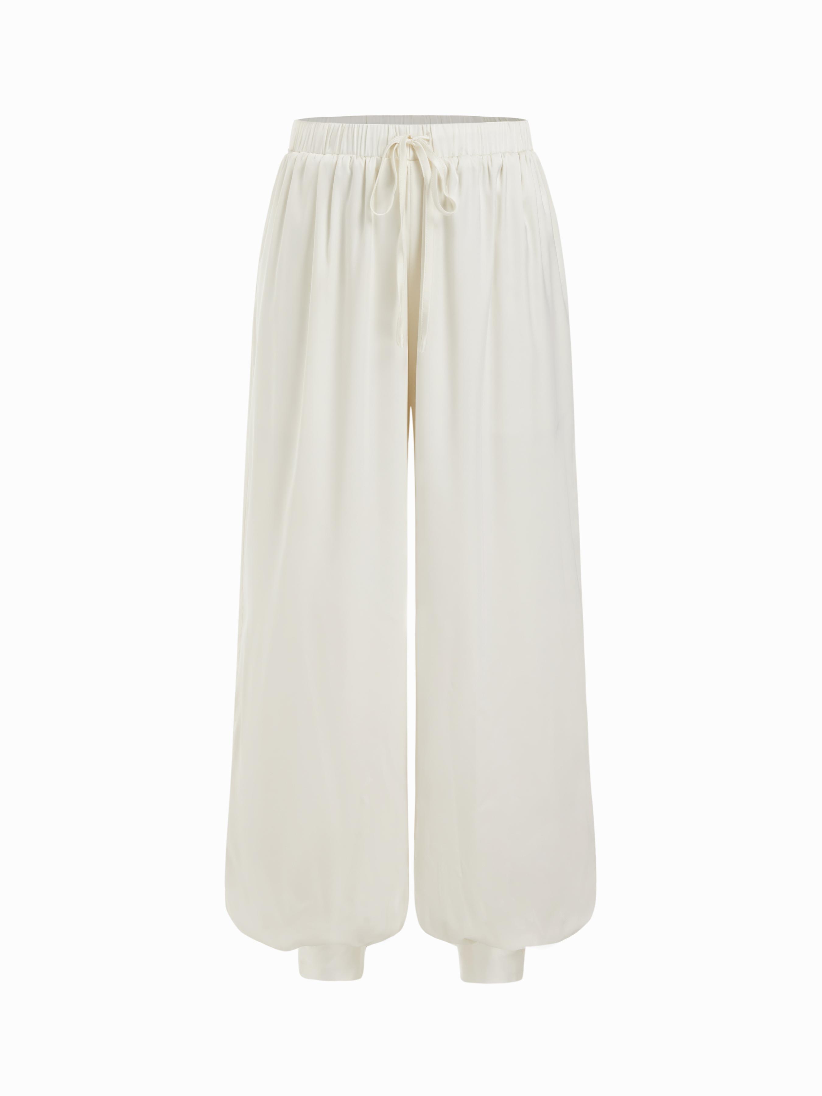 Satin Mid Rise Drawstring Bloomer Trousers by CIDER