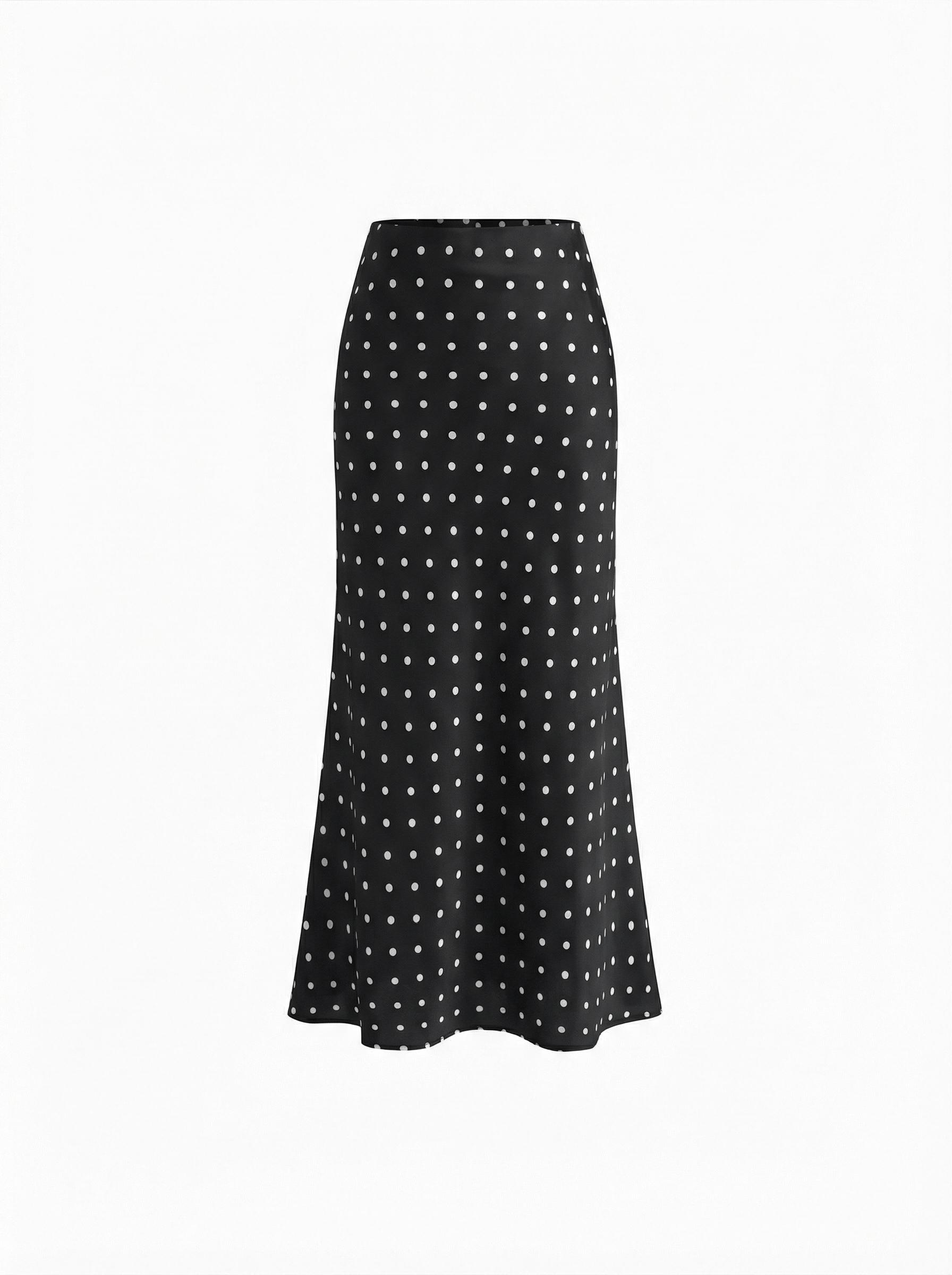 Satin Mid Rise Ruffle Bias Maxi Skirt by CIDER
