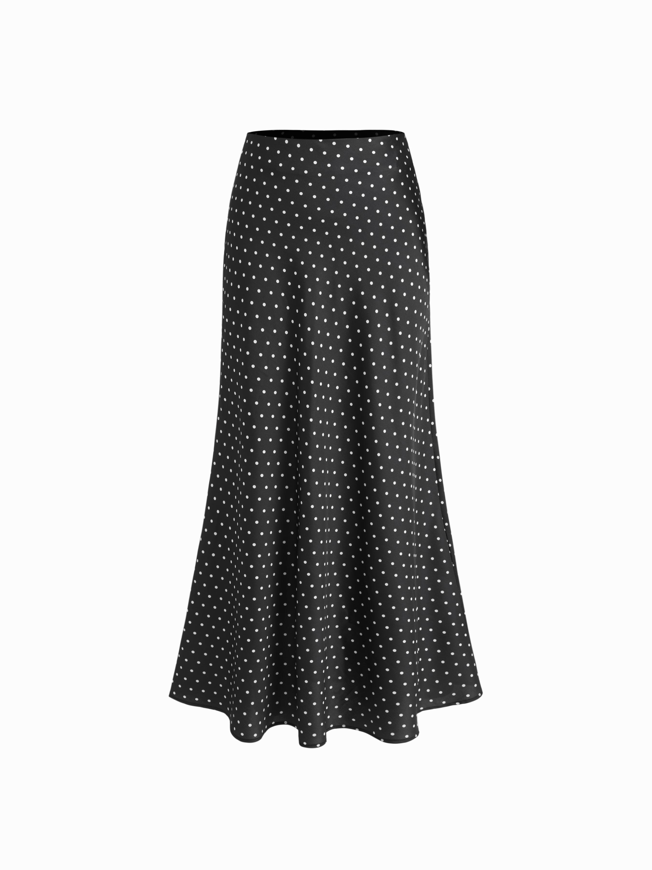 Satin Mid Rise Ruffle Maxi Skirt by CIDER