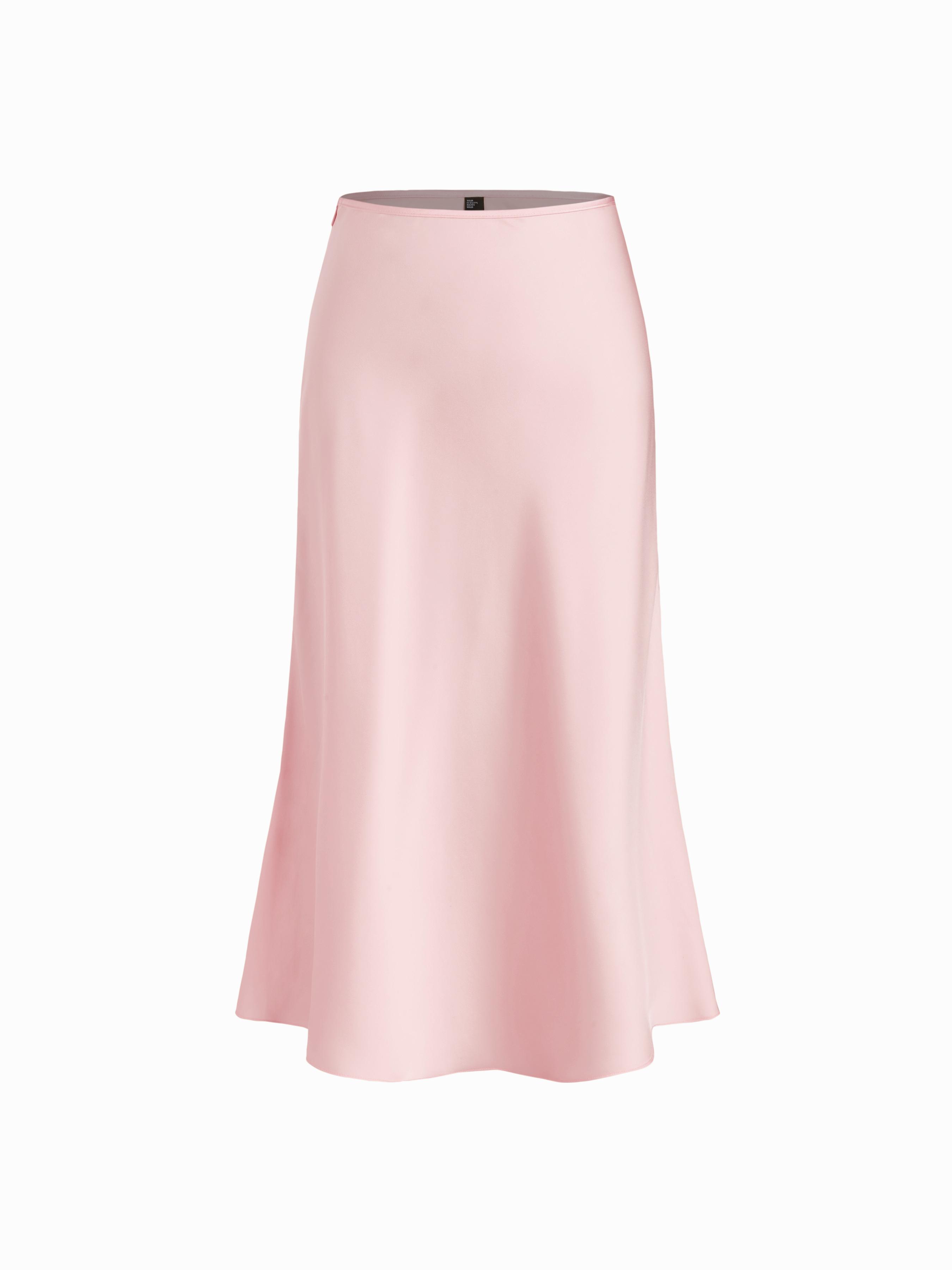 Satin-Midi-Rüschen-Hochbund-Skirt by CIDER
