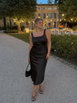 Satin Sculptural Square Neck Ruched Mermaid Maxi Dress Curve & Plus by CIDER