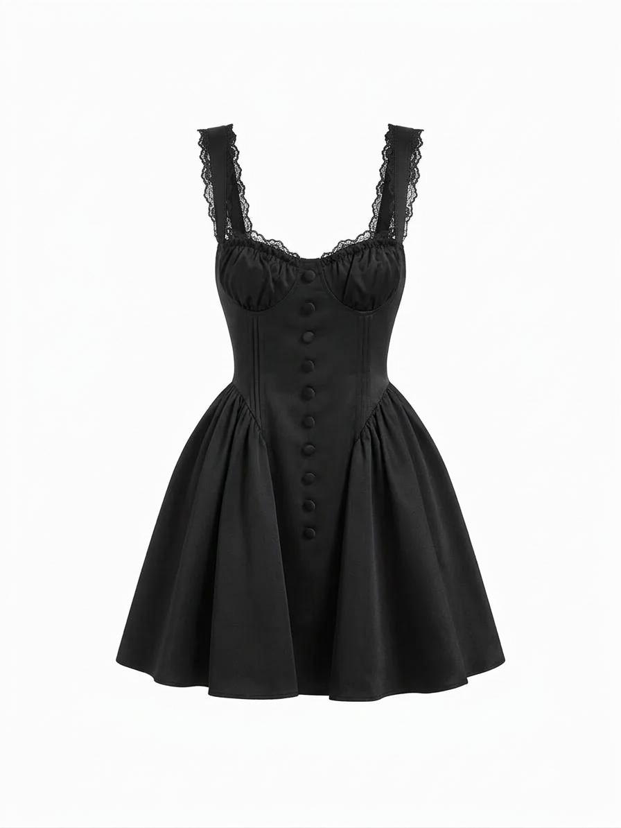 Satin Sculptural Sweetheart Ruched Lace Up Tank Mini Dress by CIDER