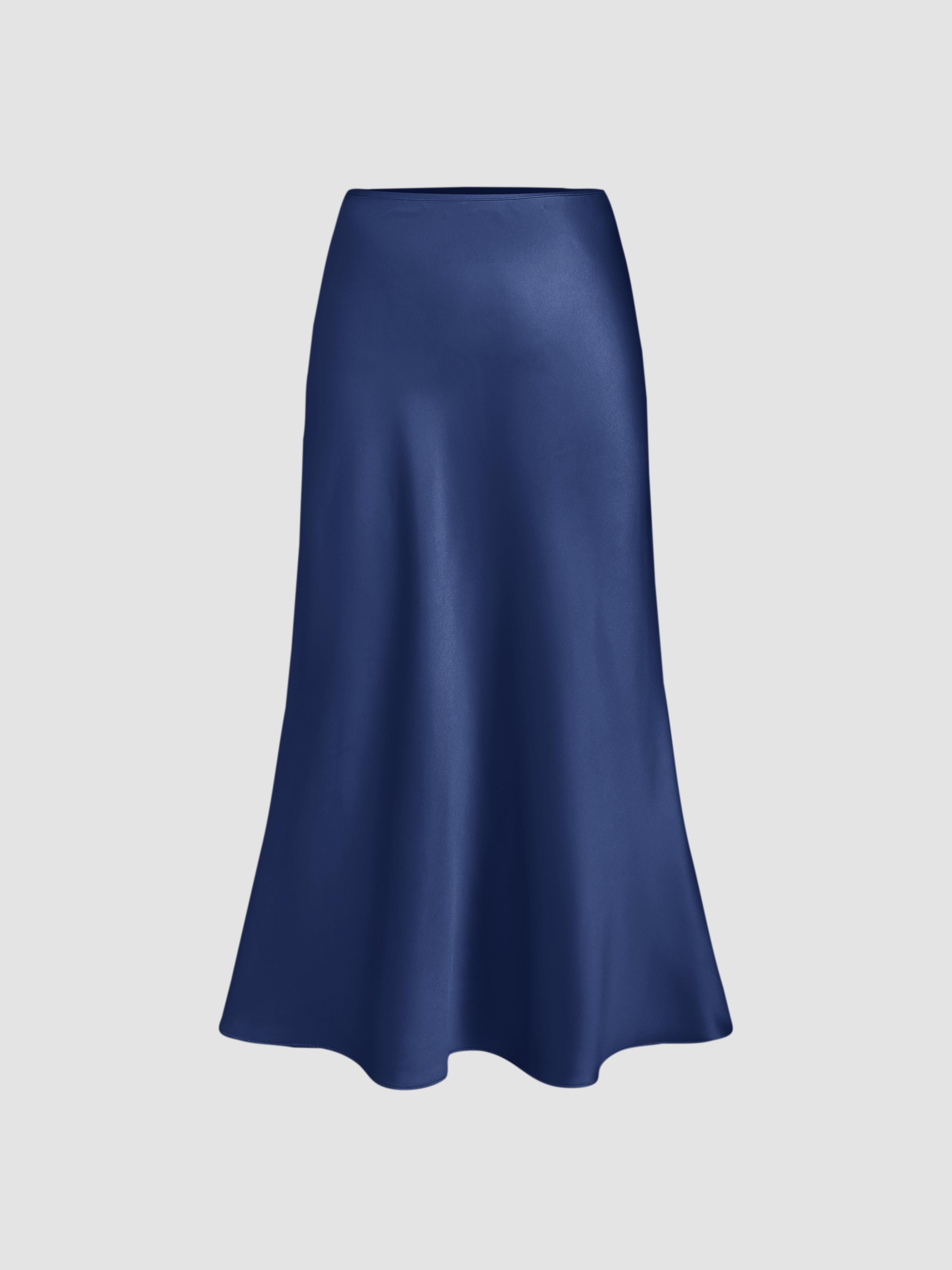 Satin Solid Ruffle Maxi Skirt by CIDER