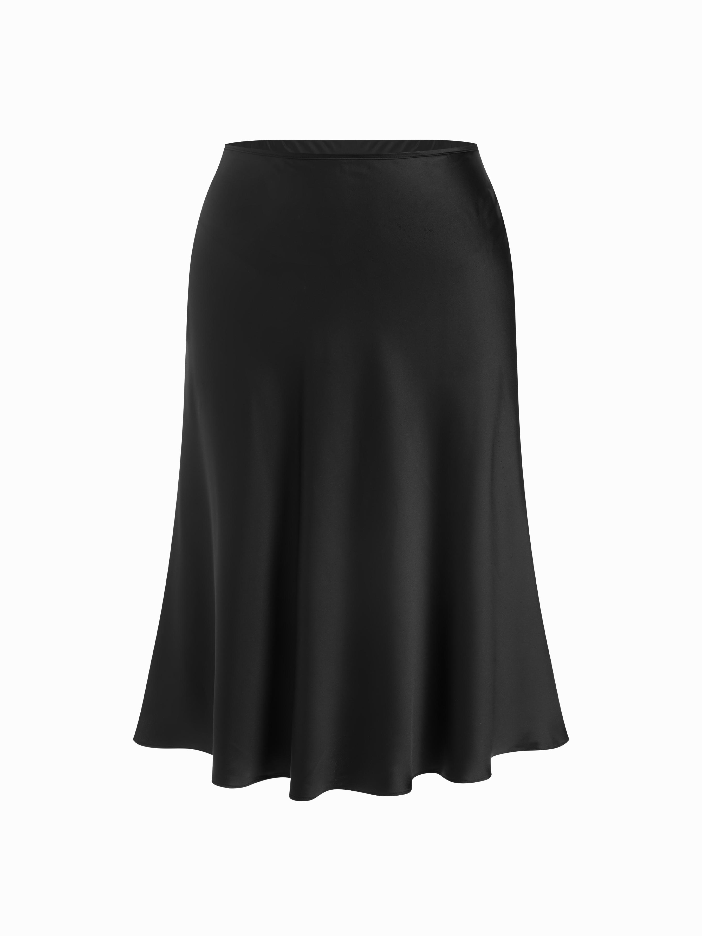 Satin Solid Ruffle Maxi Skirt Curve & Plus by CIDER