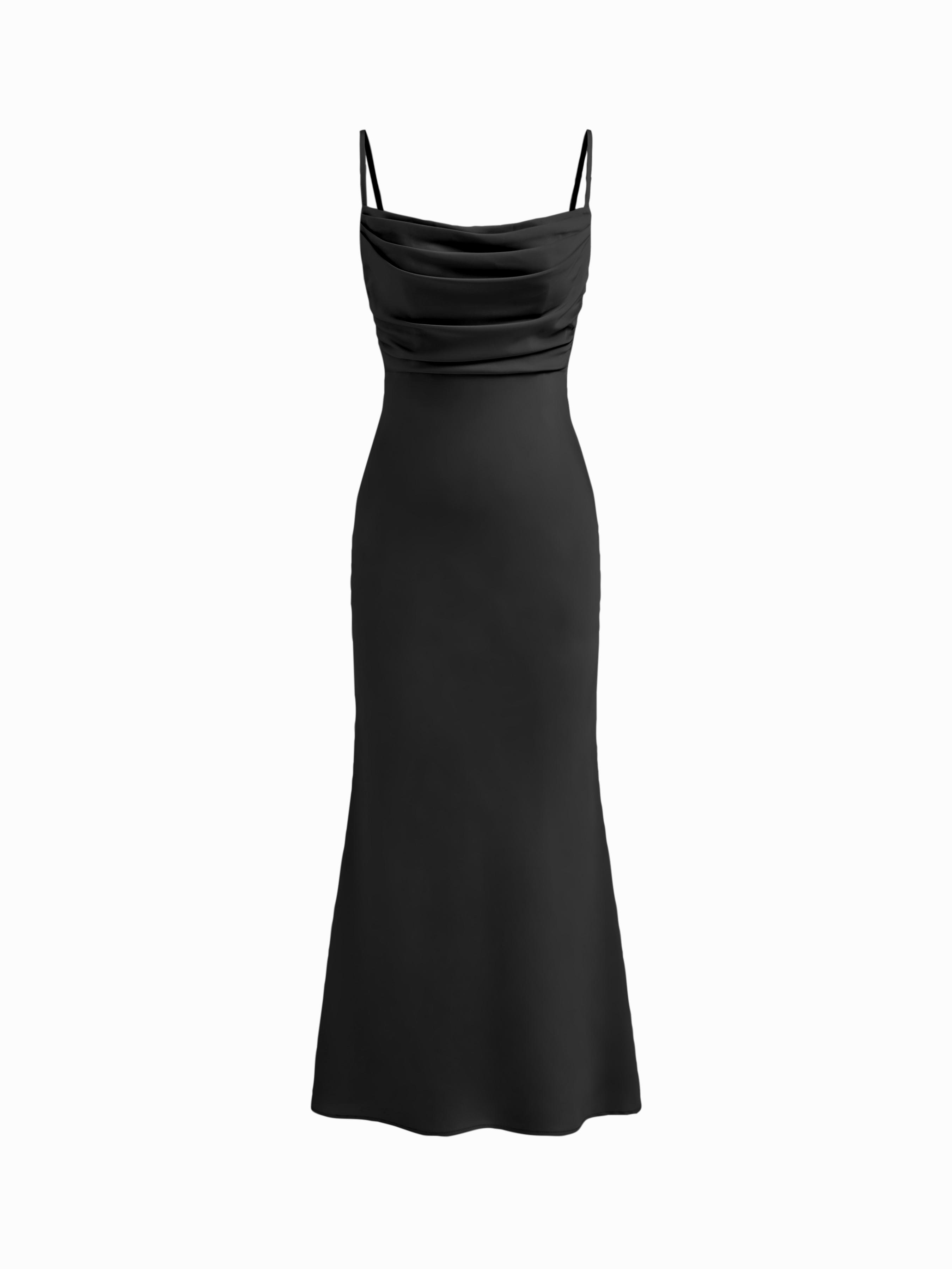Satin Square Neck Ruched Lace Maxi Dress by CIDER