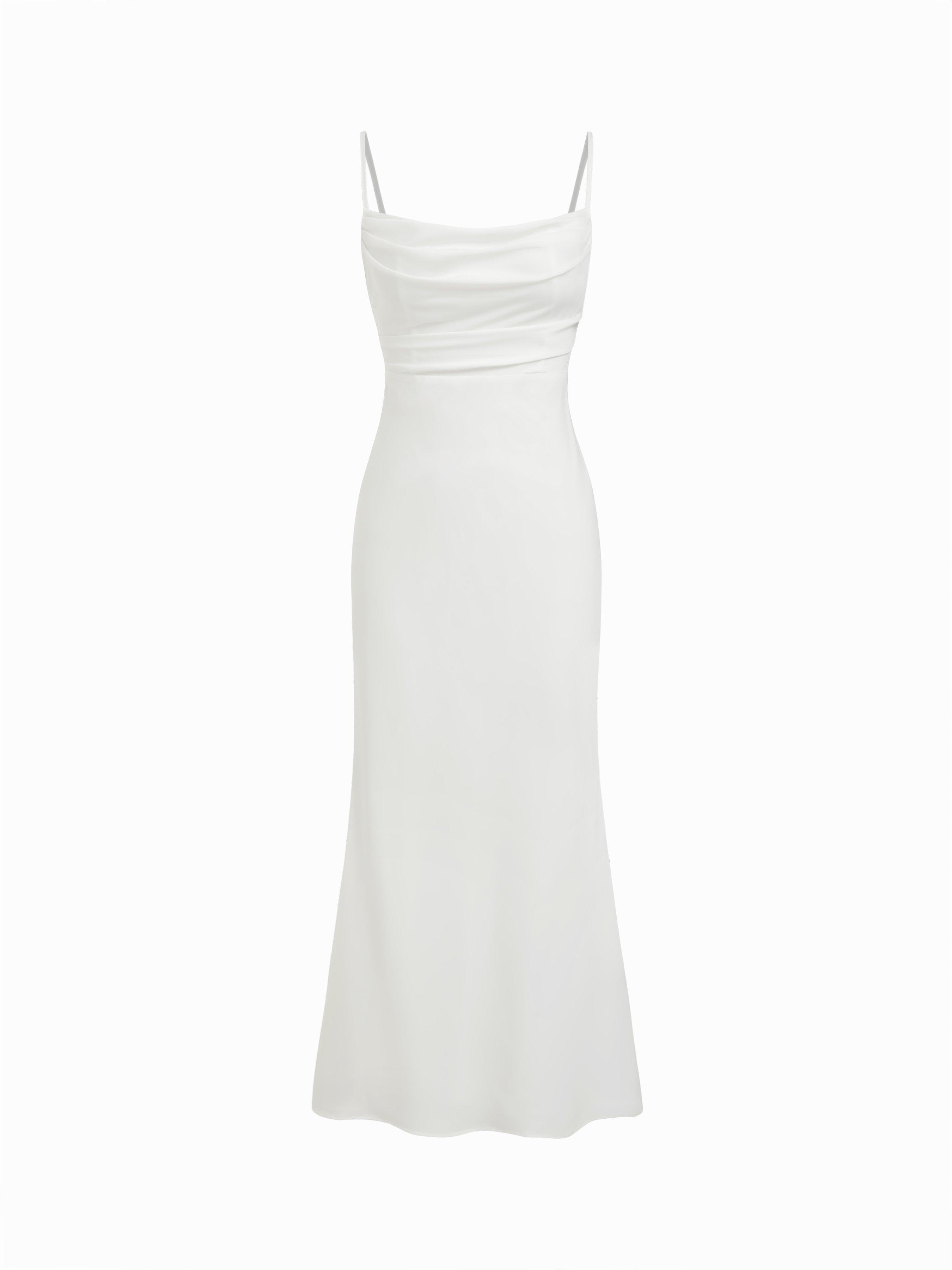Satin Square Neck Ruched Lace Maxi Dress by CIDER