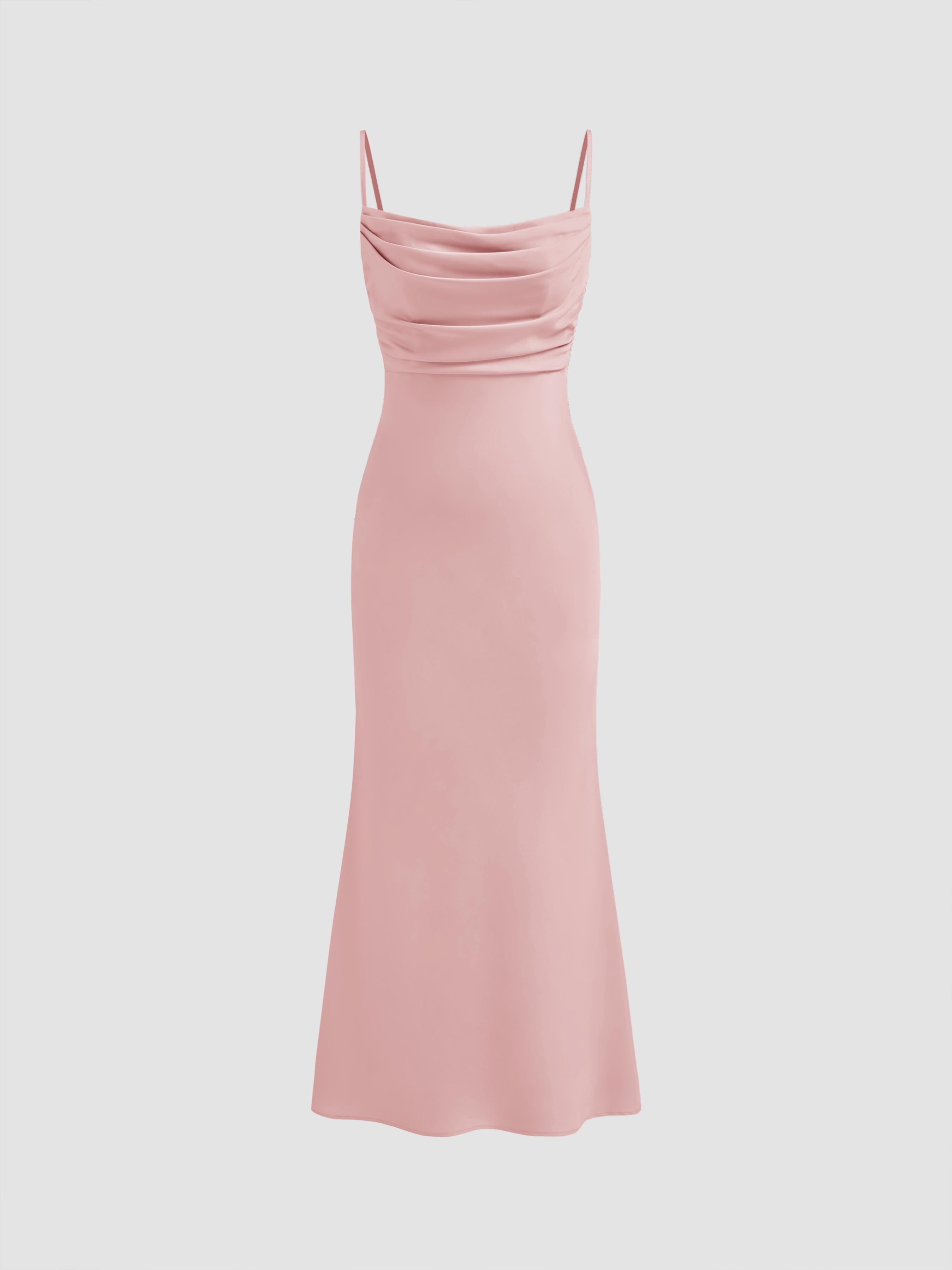 Satin Square Neck Ruched Lace Maxi Dress by CIDER