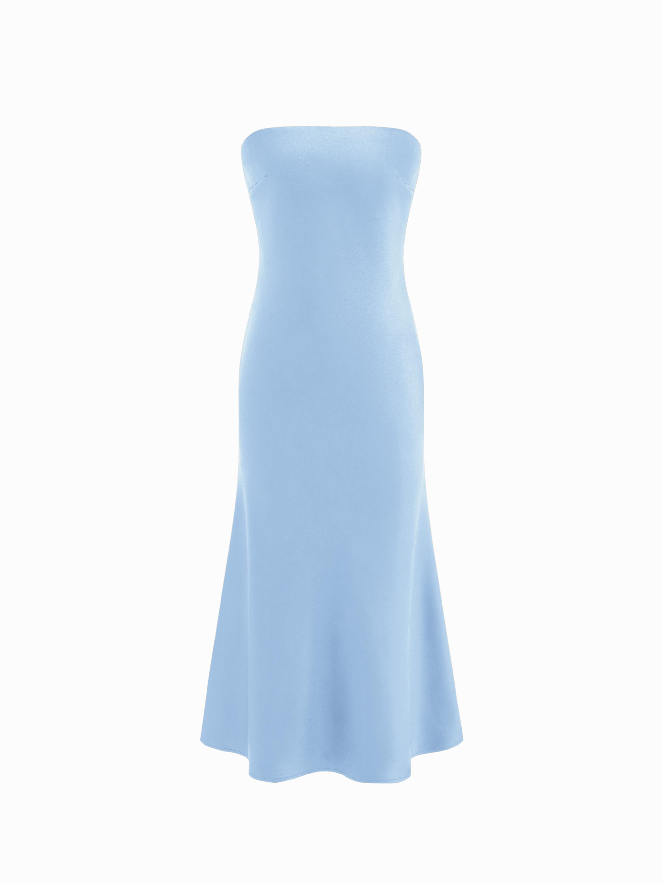 Satin Strapless Tie Back Maxi Dress by CIDER