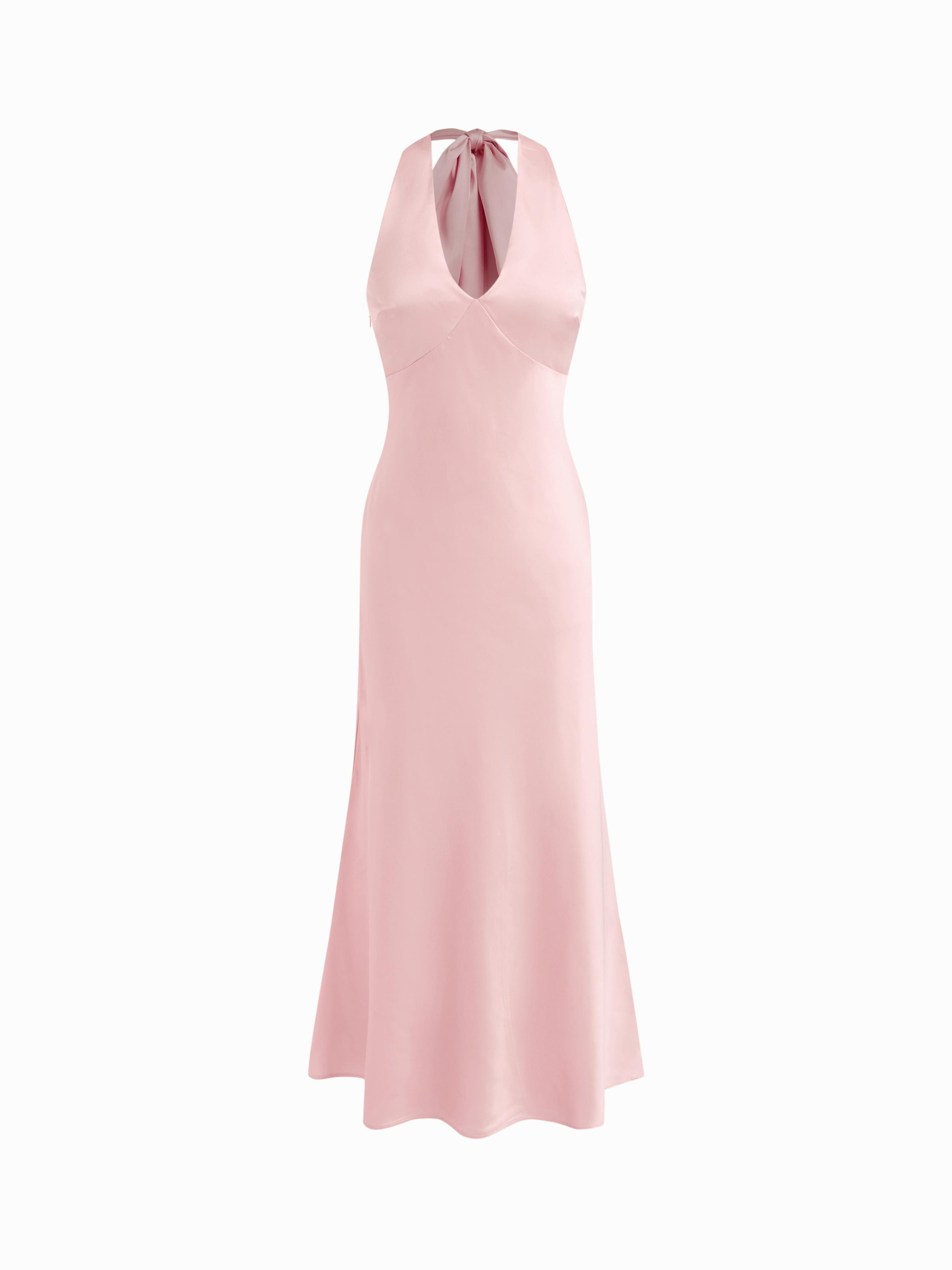 Satin V-neck Backless & Bowknot Mermaid Maxi Dress by CIDER