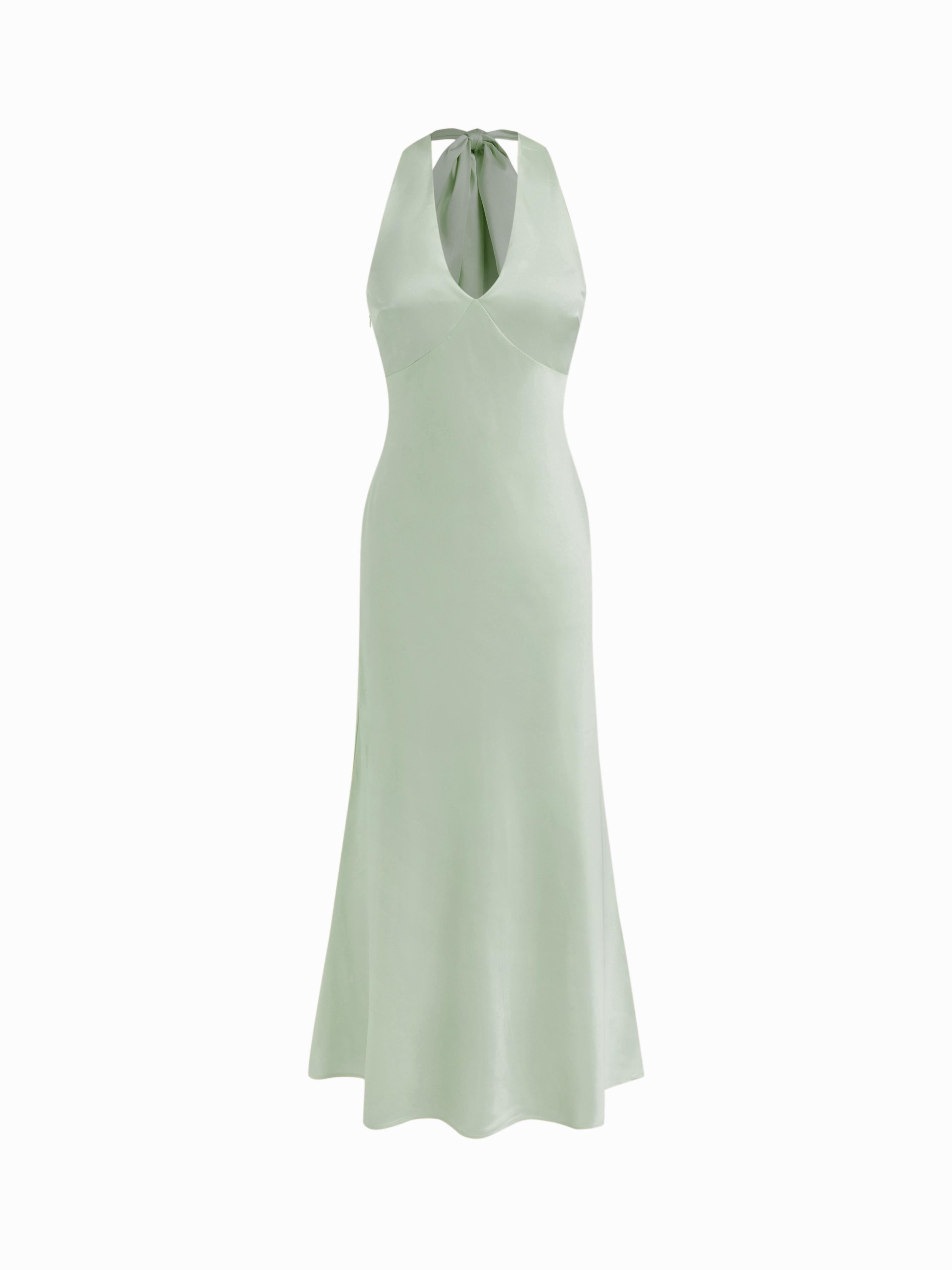 Satin V-neck Backless & Bowknot Mermaid Maxi Dress by CIDER