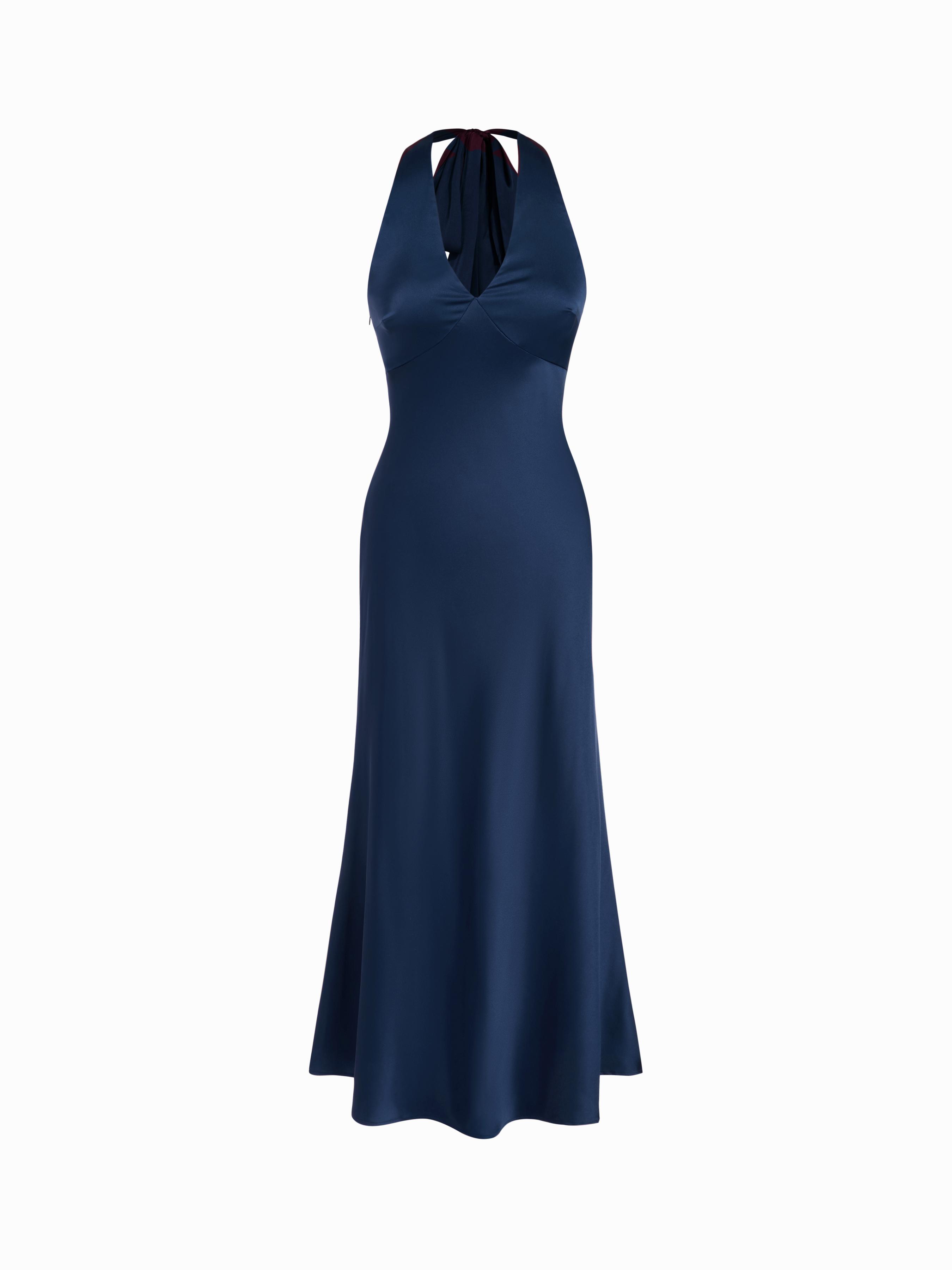 Satin V-neck Backless & Bowknot Mermaid Maxi Dress by CIDER