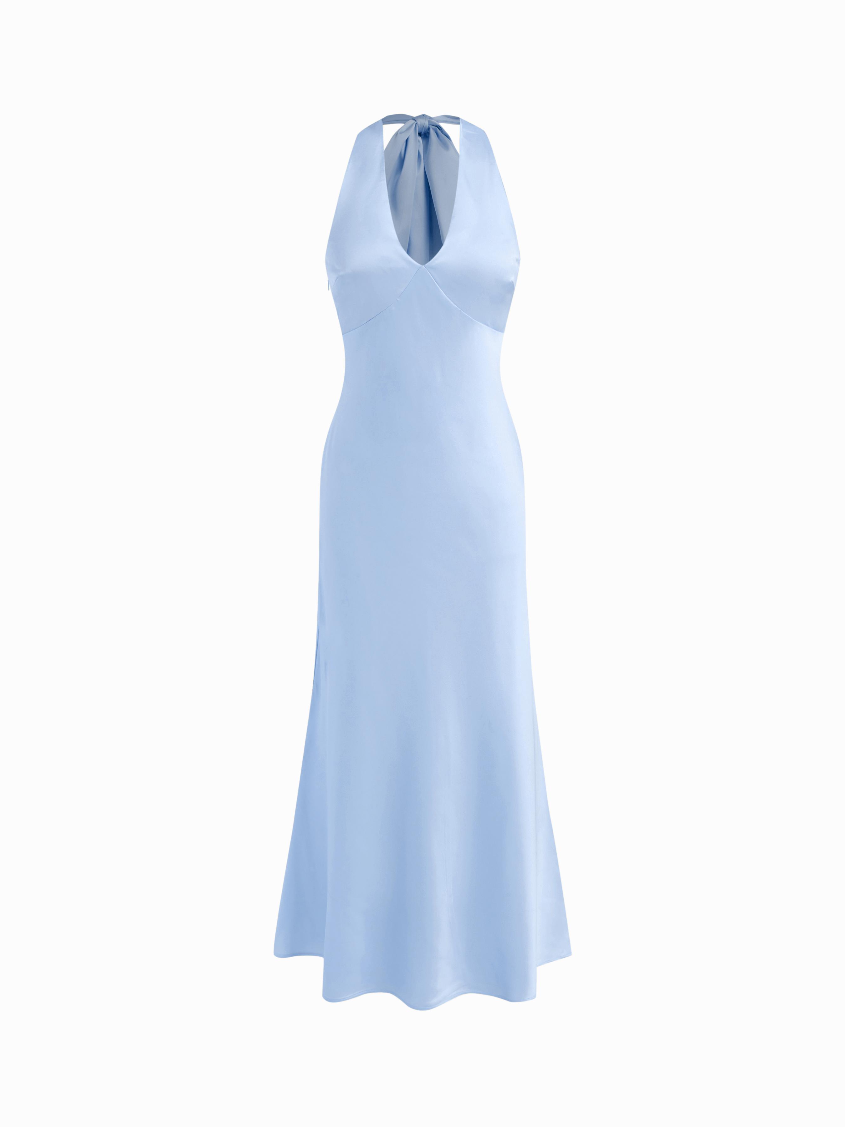 Satin V-neck Backless & Bowknot Mermaid Maxi Dress by CIDER