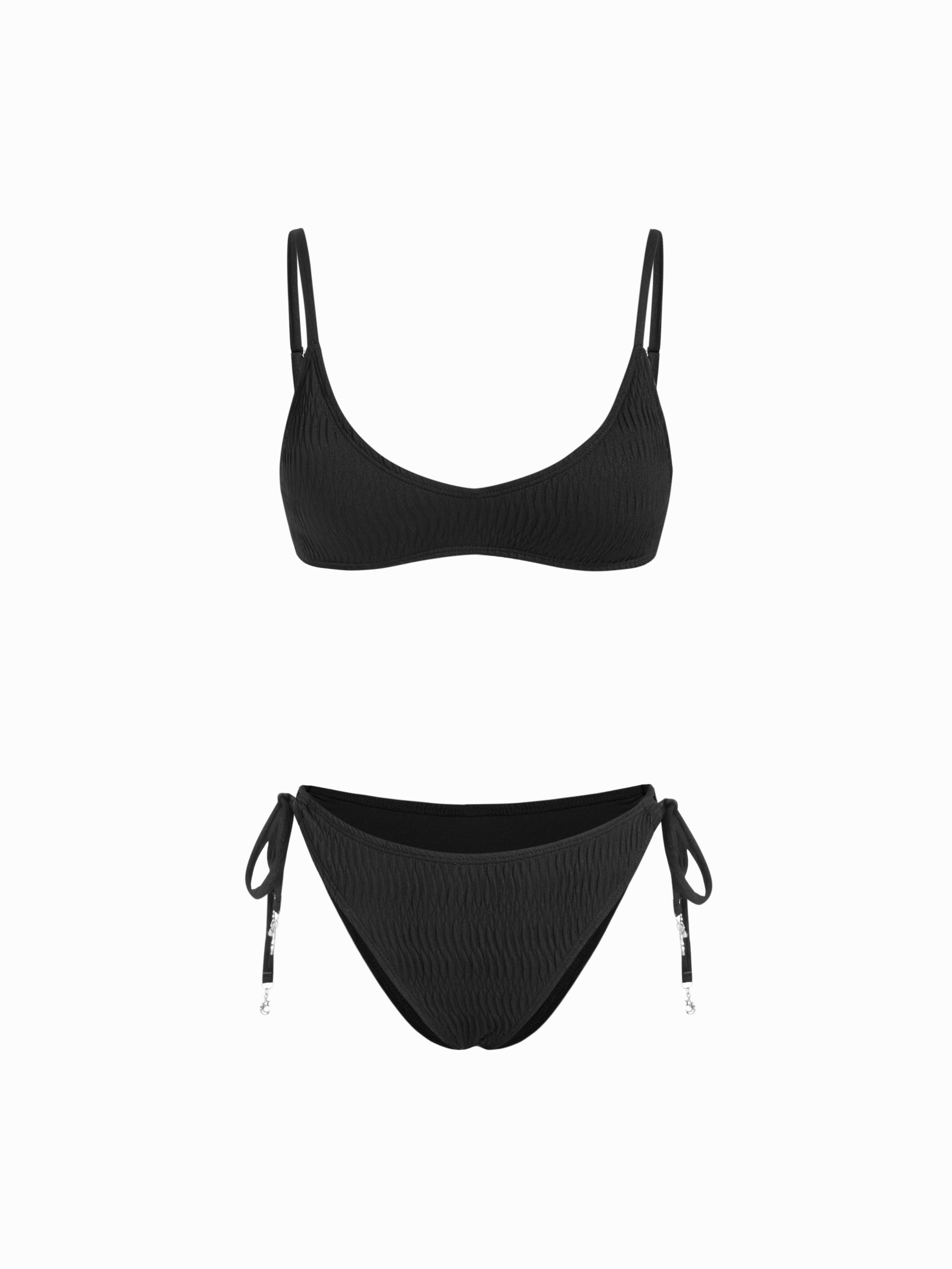 Scoop Neck Half cup Triangle Tie Side Bikini Set With Star&Moon Charms by CIDER
