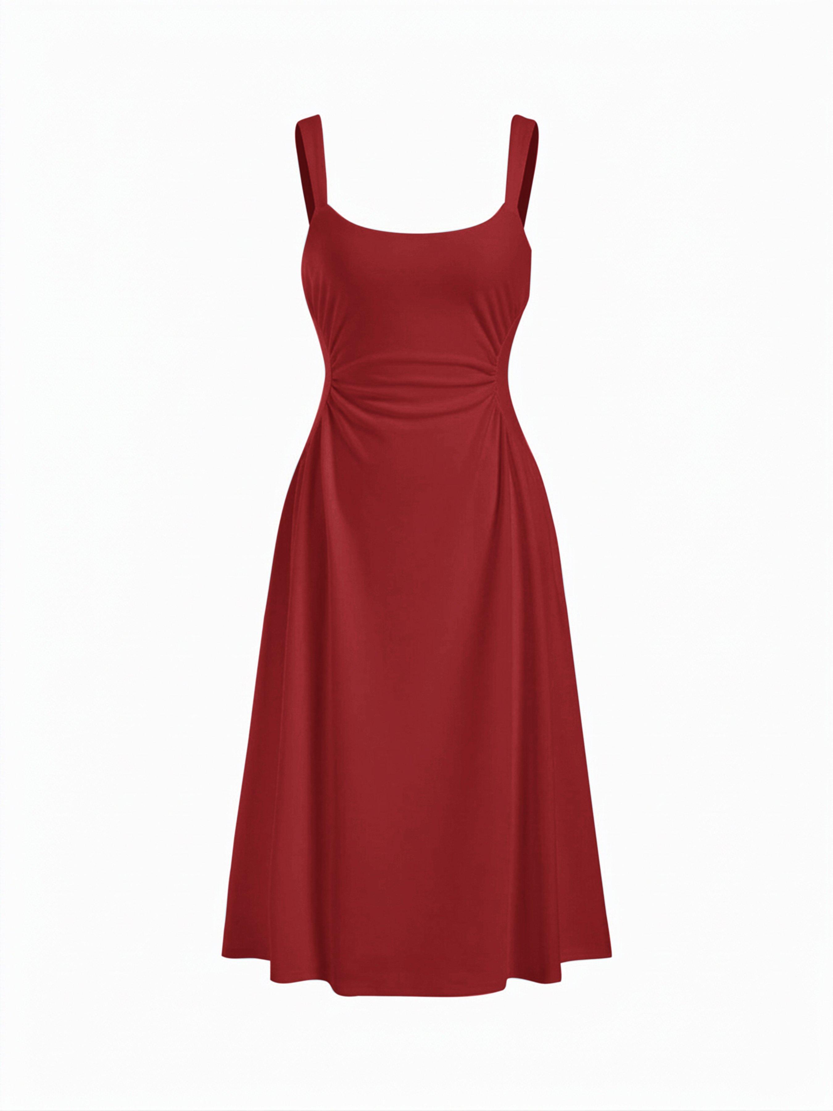 Scoop Neck Ruched A-line Midi Dress by CIDER