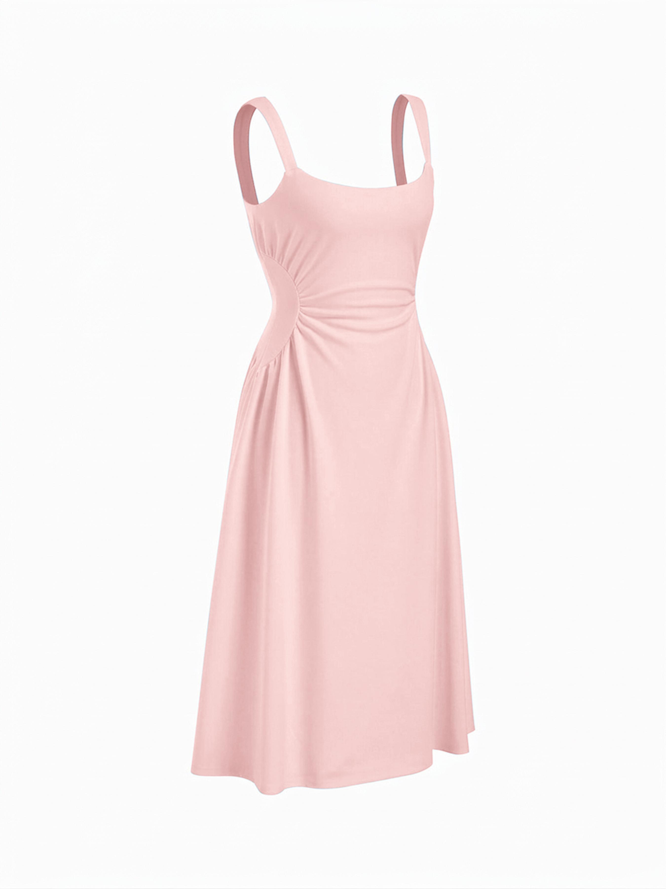 Scoop Neck Ruched A-line Midi Dress by CIDER