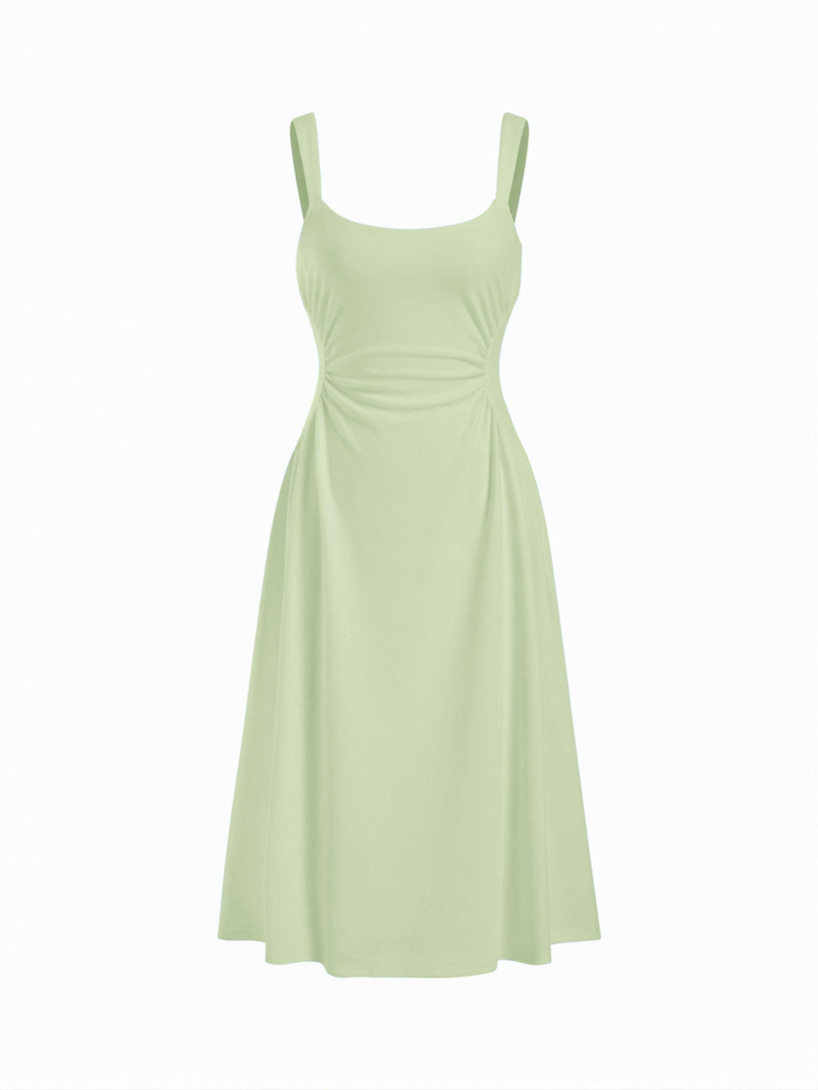 Scoop Neck Ruched A-line Midi Dress by CIDER