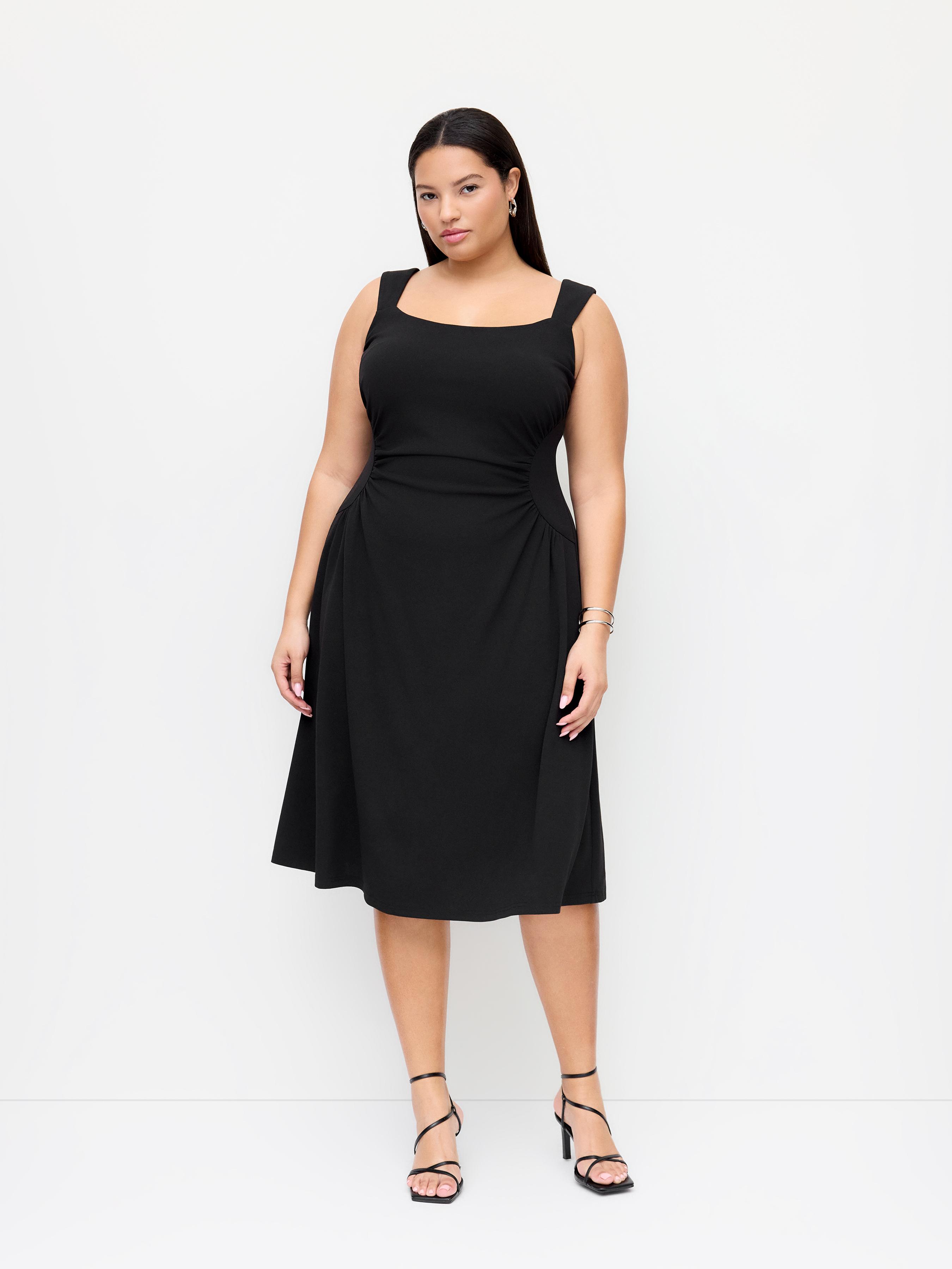 Scoop Neck Ruched A-line Midi Dress Curve & Plus by CIDER