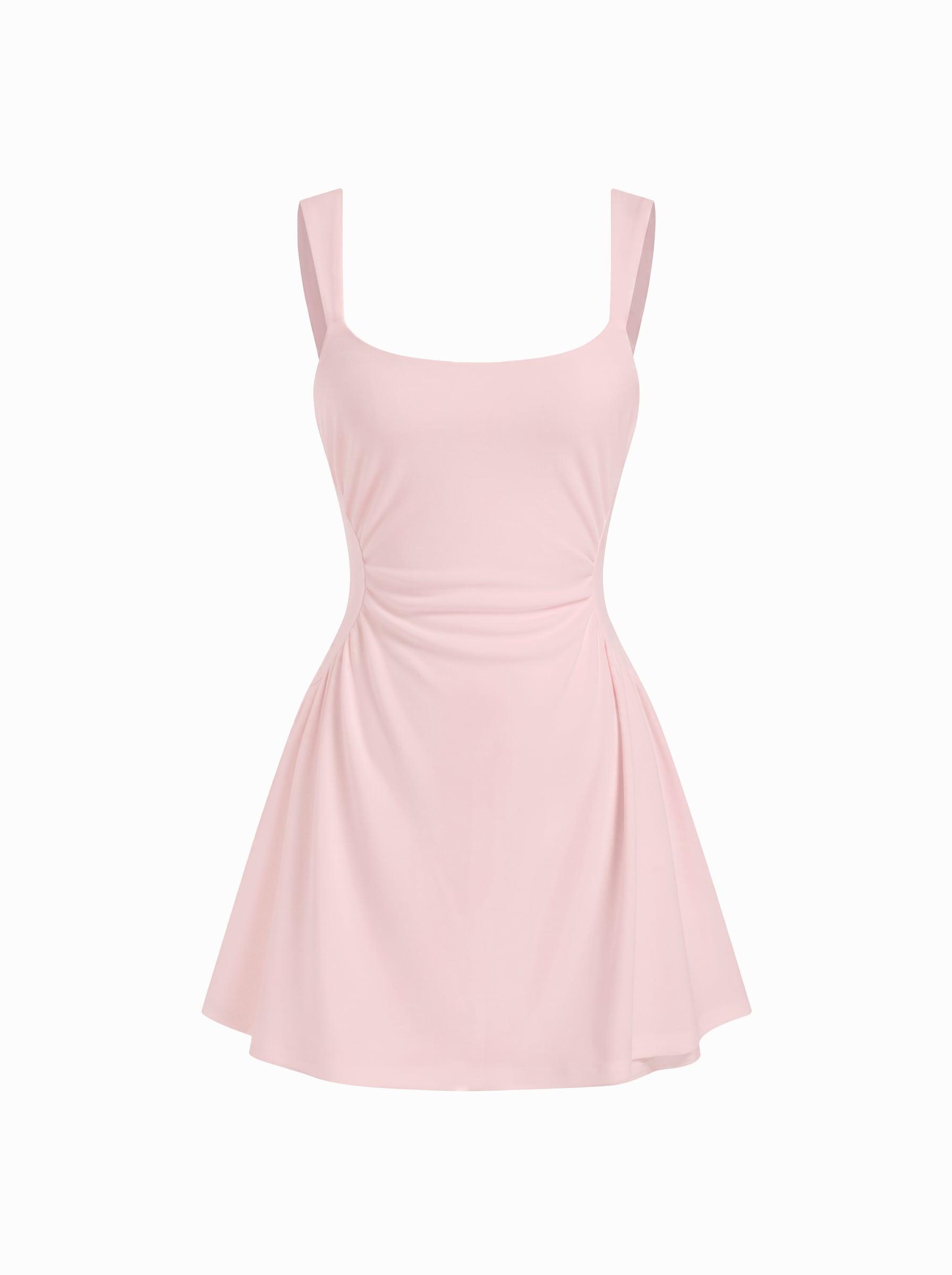 Scoop Neck Ruched A-line Tank Mini Dress by CIDER