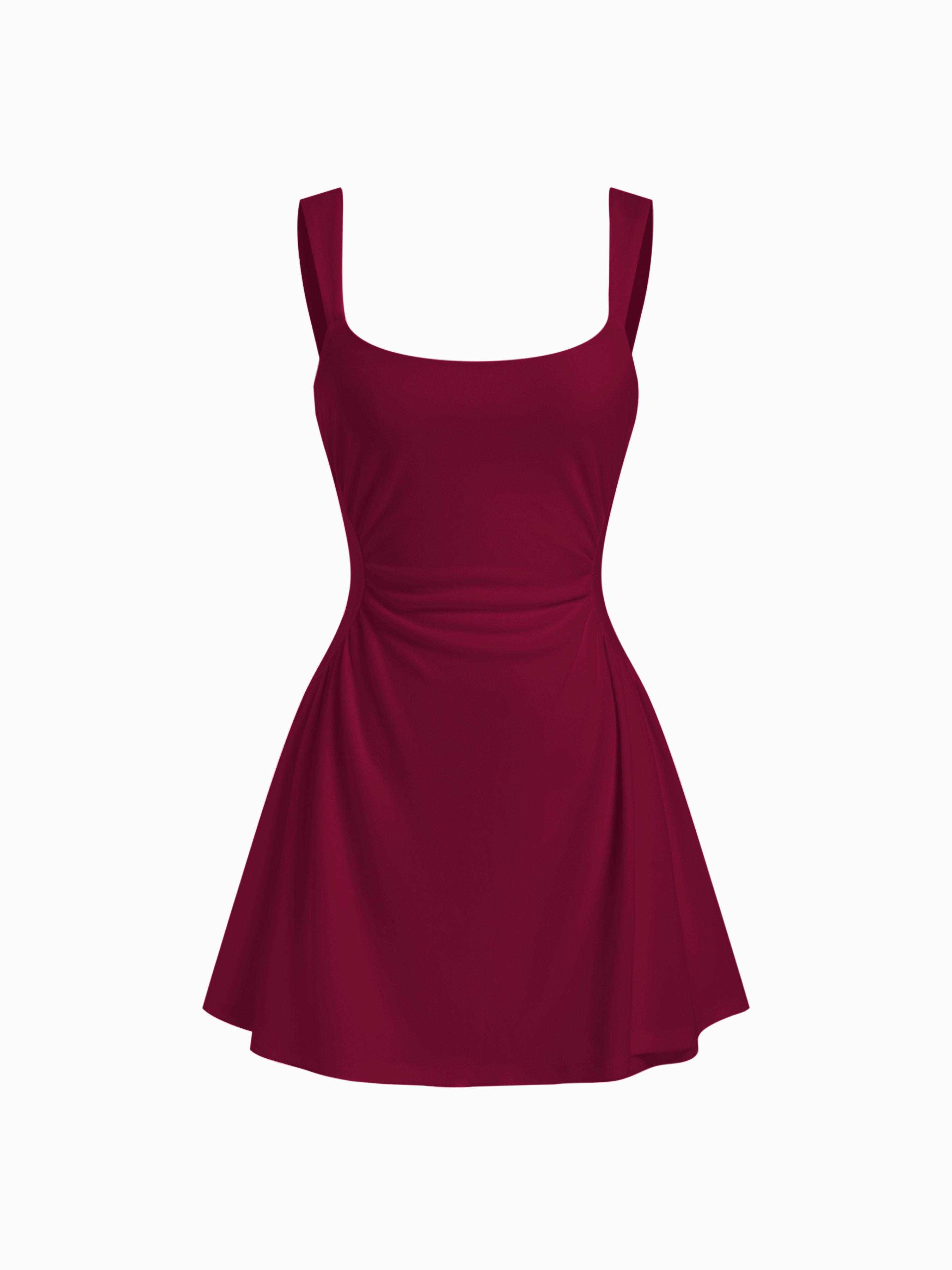Scoop Neck Ruched A-line Tank Mini Dress by CIDER