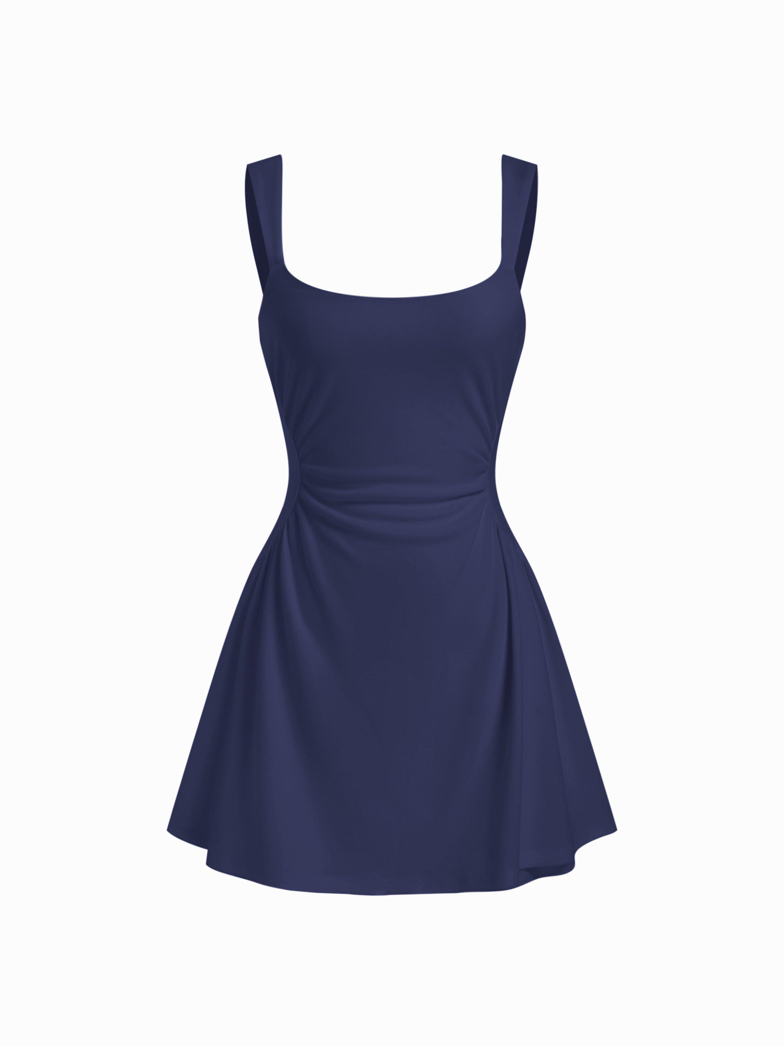 Scoop Neck Ruched A-line Tank Mini Dress by CIDER