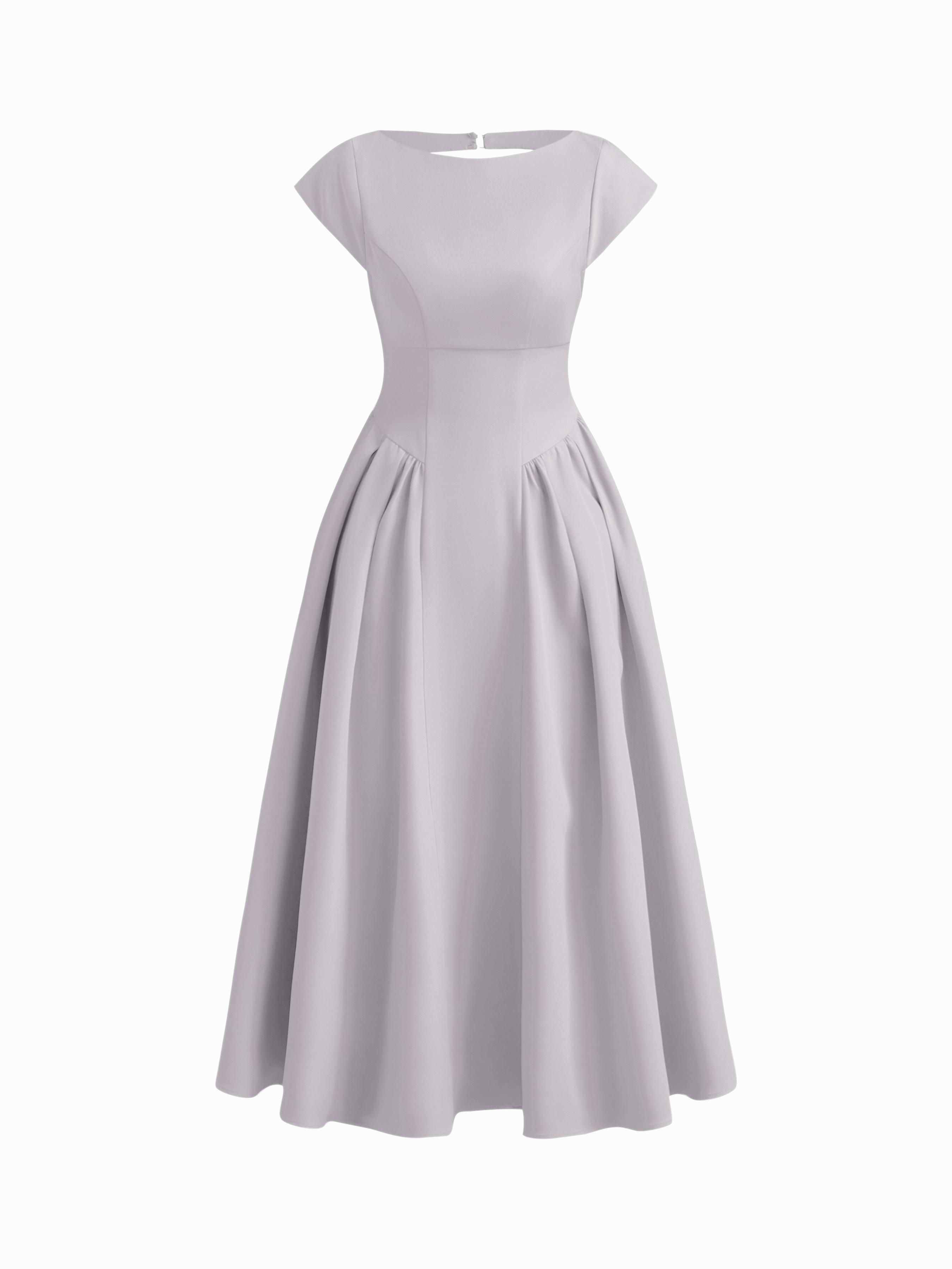 Sculptural Boat Neck Cut Out Backless Ruffle Maxi Dress by CIDER