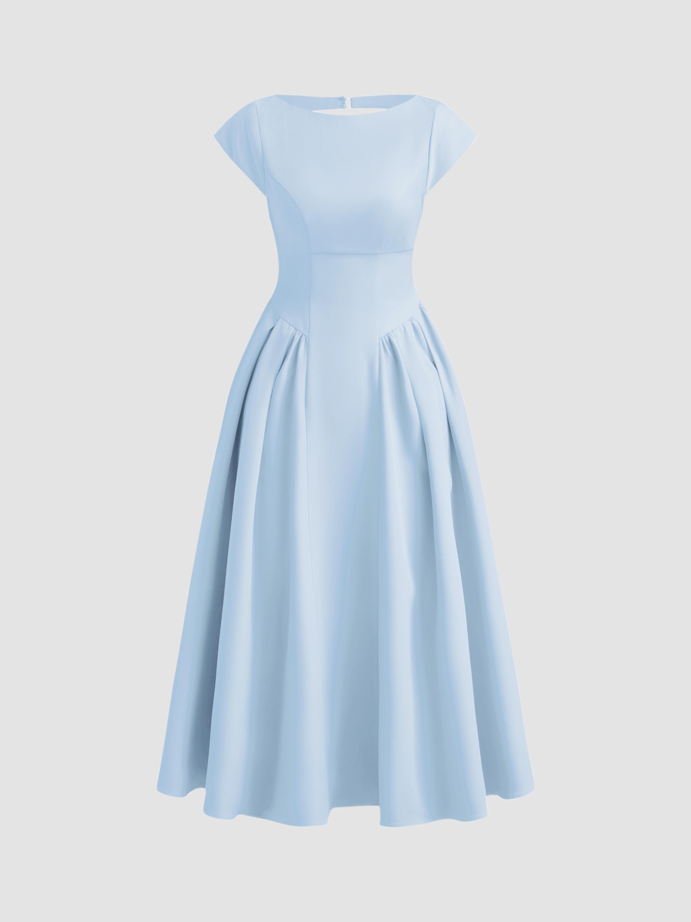 Sculptural Boat Neck Cut Out Backless Ruffle Maxi Dress by CIDER
