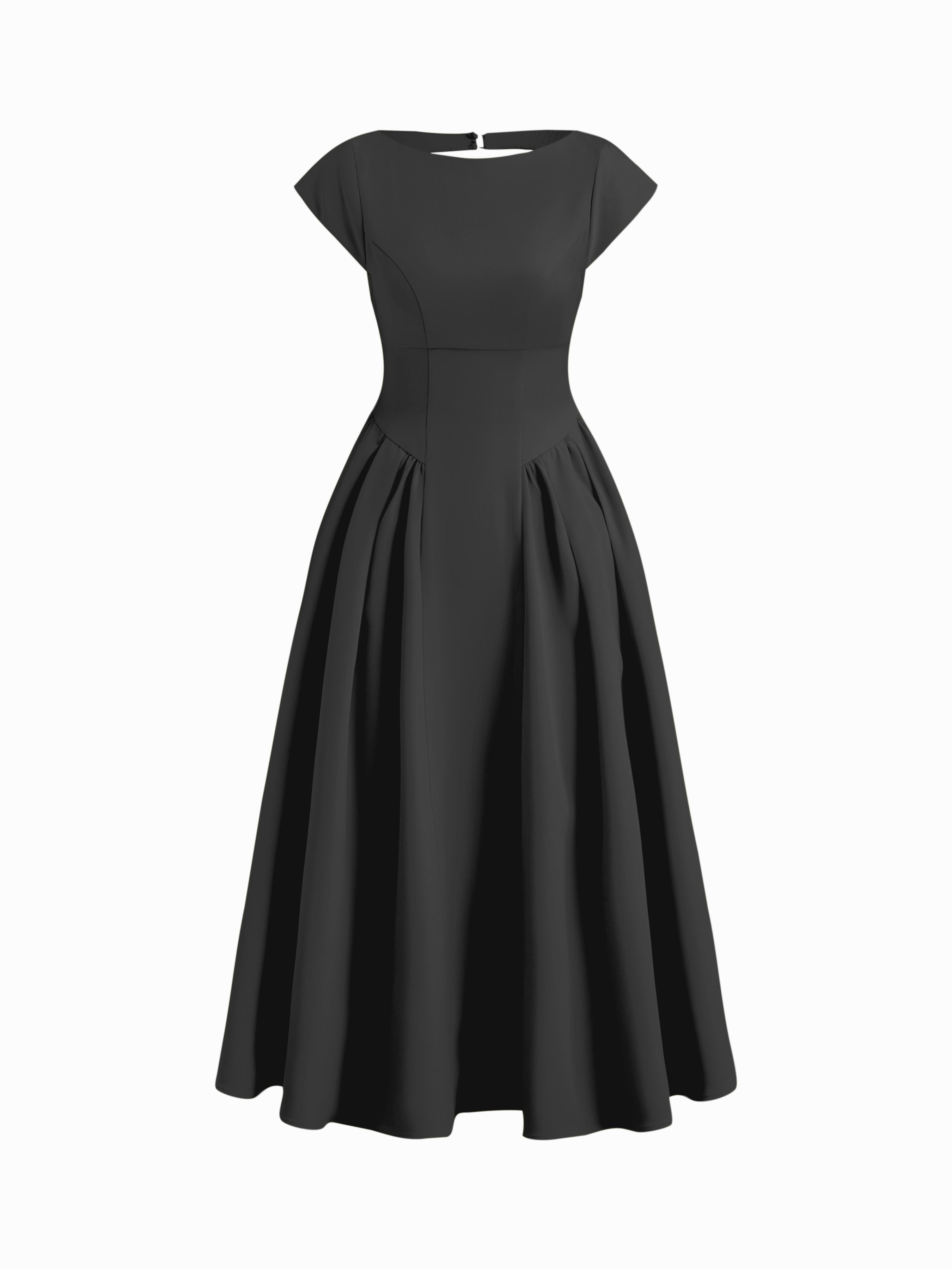 Sculptural Boat Neck Cut Out Backless Ruffle Maxi Dress by CIDER