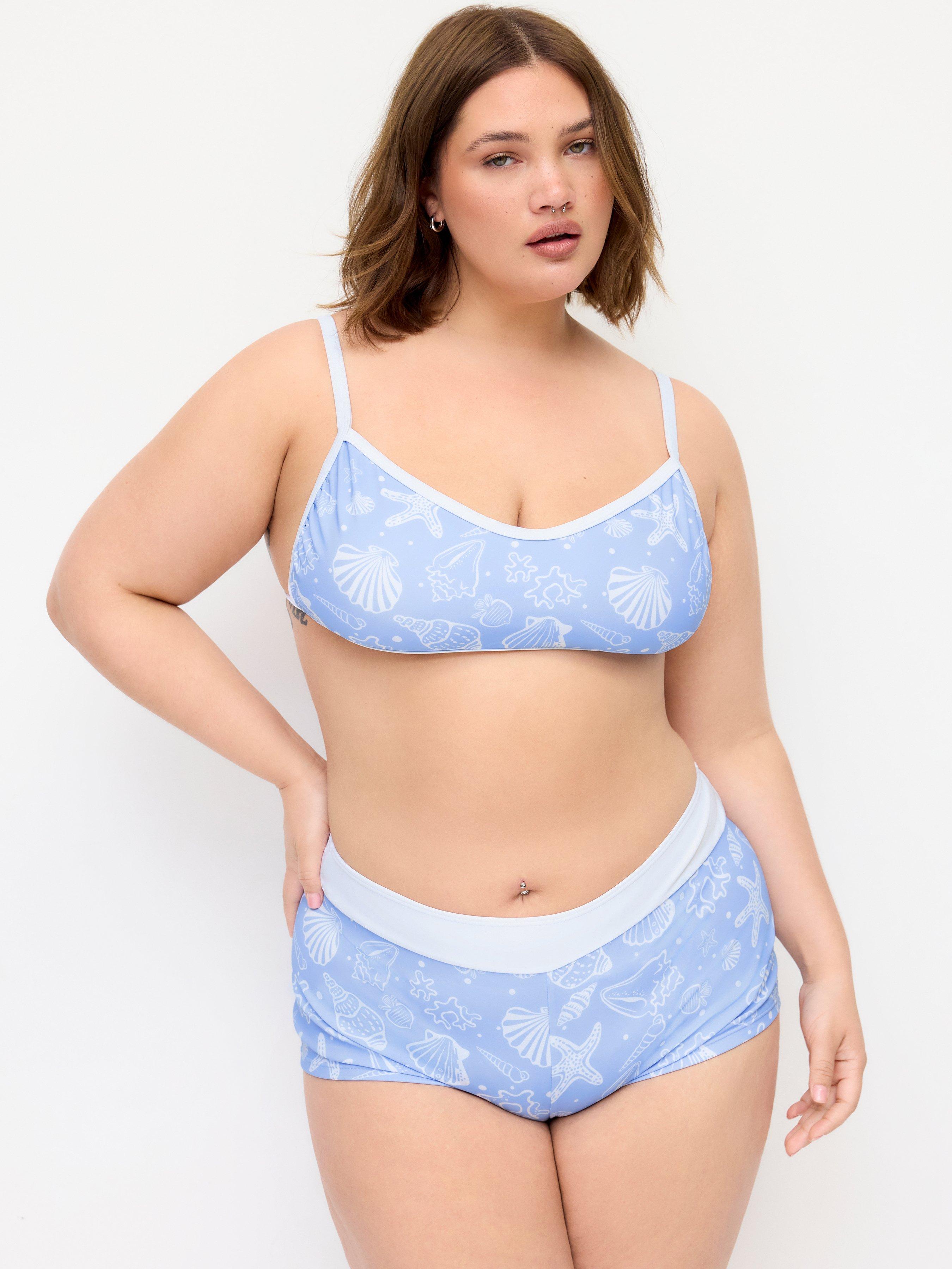 Seashell Graphic Scoop Neckline Bracelet Bikini Set With Shorts Curve & Plus by CIDER