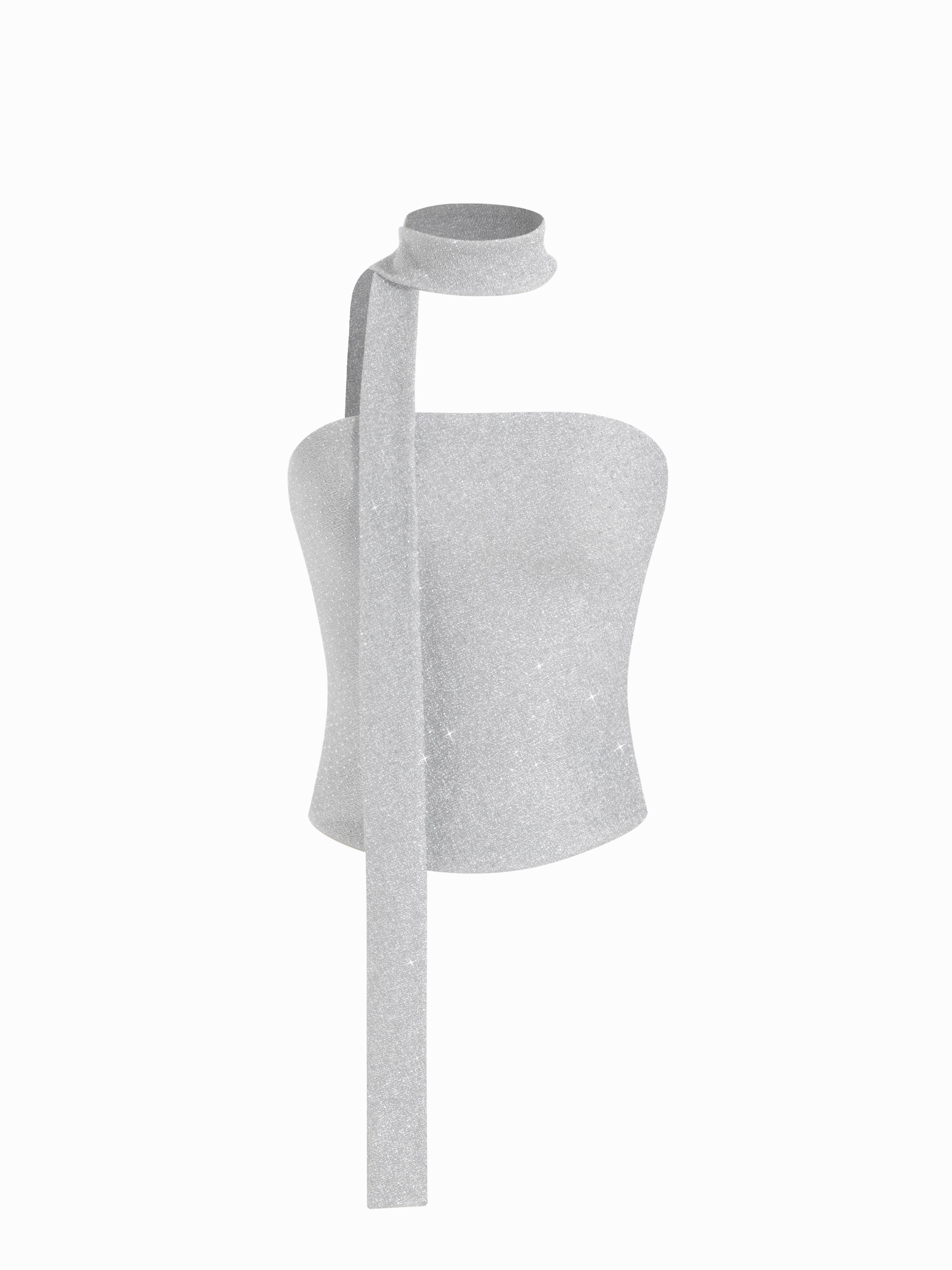 Sequin Mesh Rhinestone Bandeau Top With Scarf by CIDER