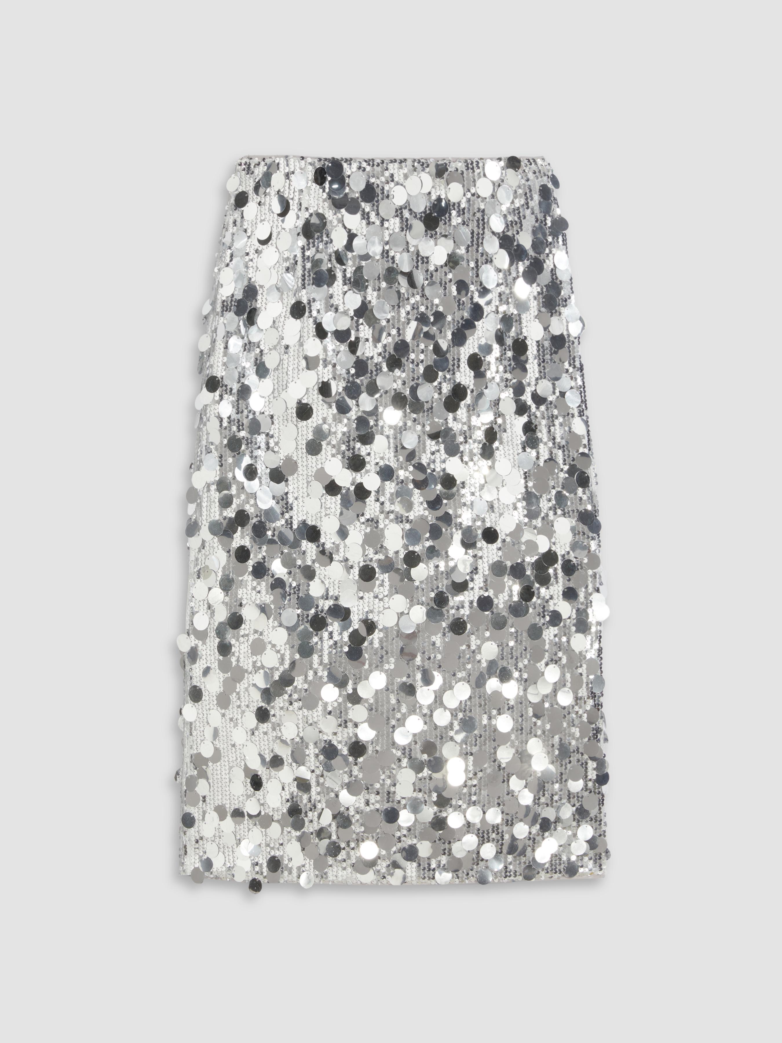 Sequin Mid Waist Split Midi Skirt by CIDER