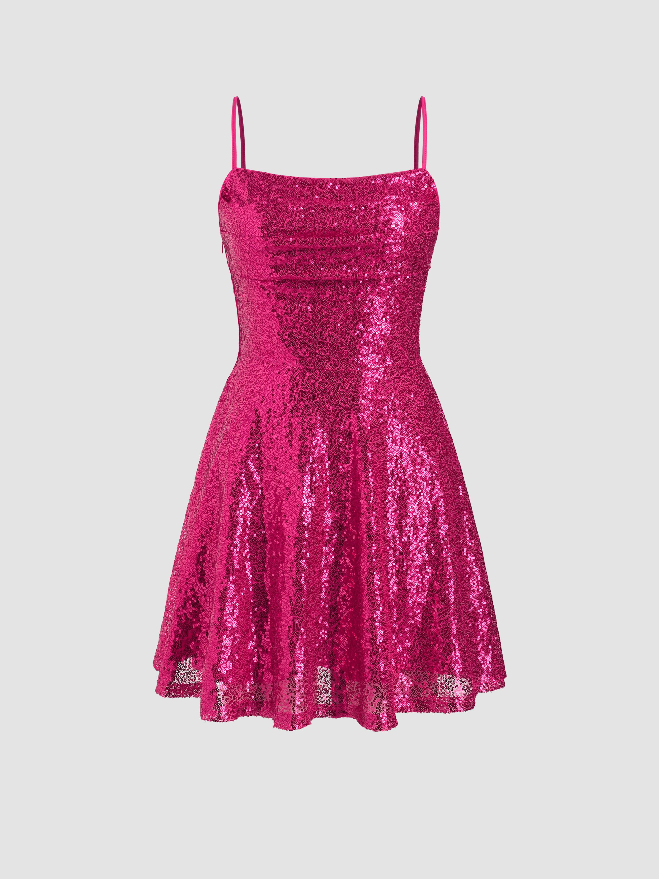 Sequin Square Neck Mini Dress by CIDER