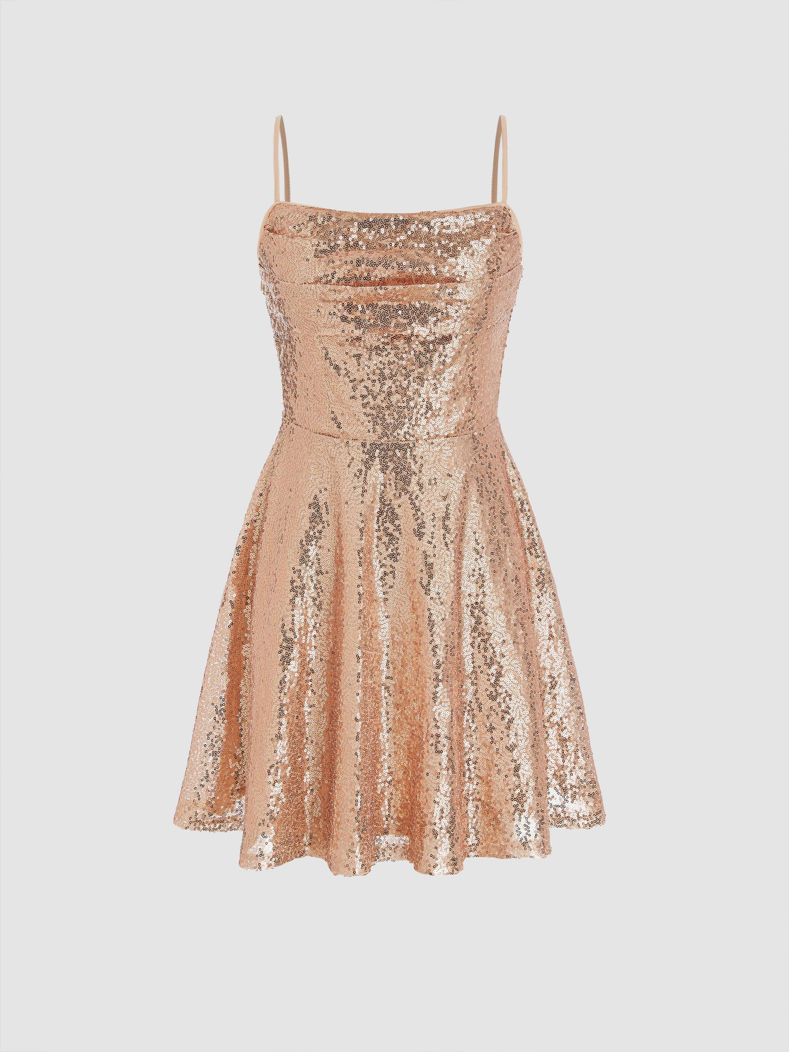 Sequin Square Neck Mini Dress by CIDER
