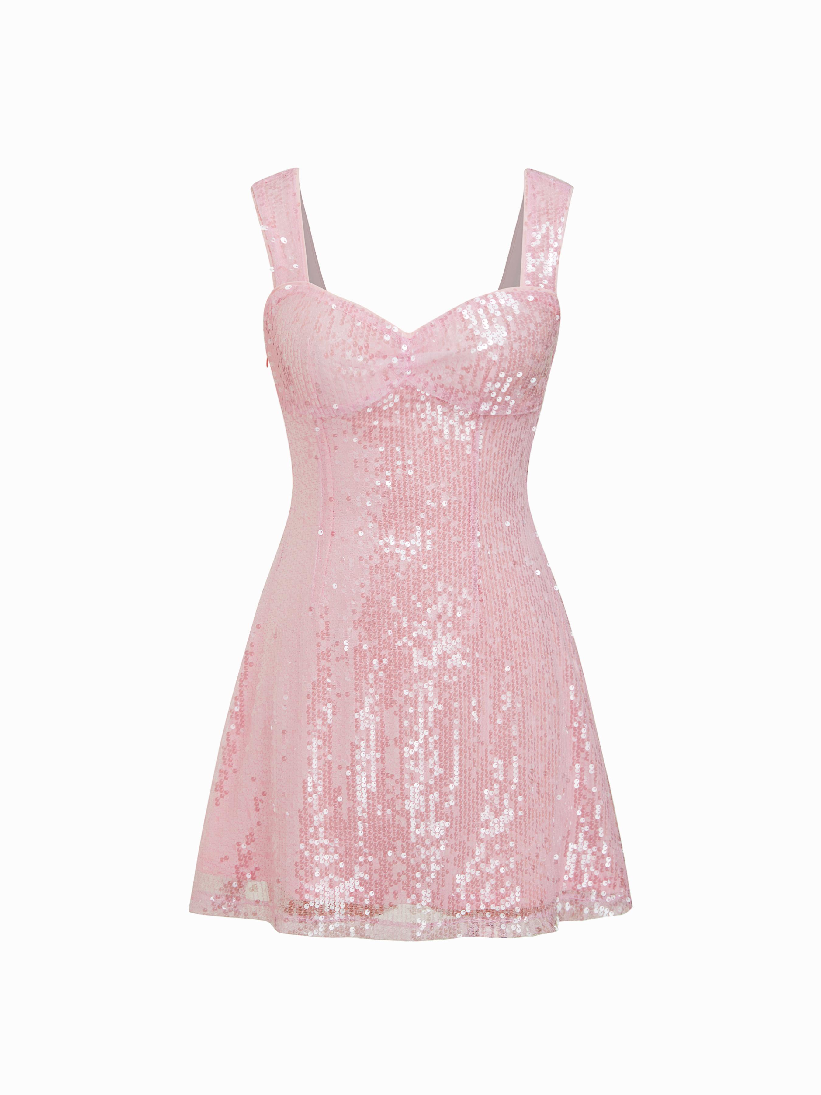 Sequin Sweetheart Neckline Zip Detail Mini Dress by CIDER