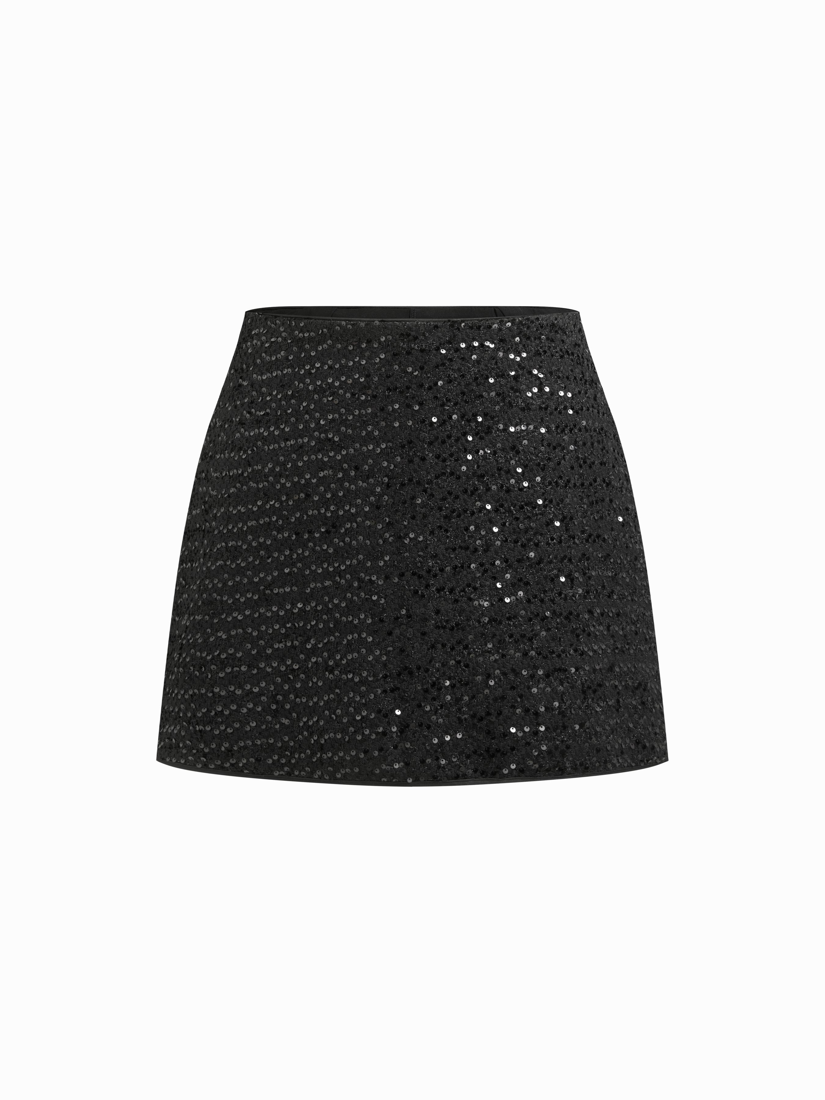 Sequin Tweed Mid Rise Mini Skort Curve & Plus by CIDER