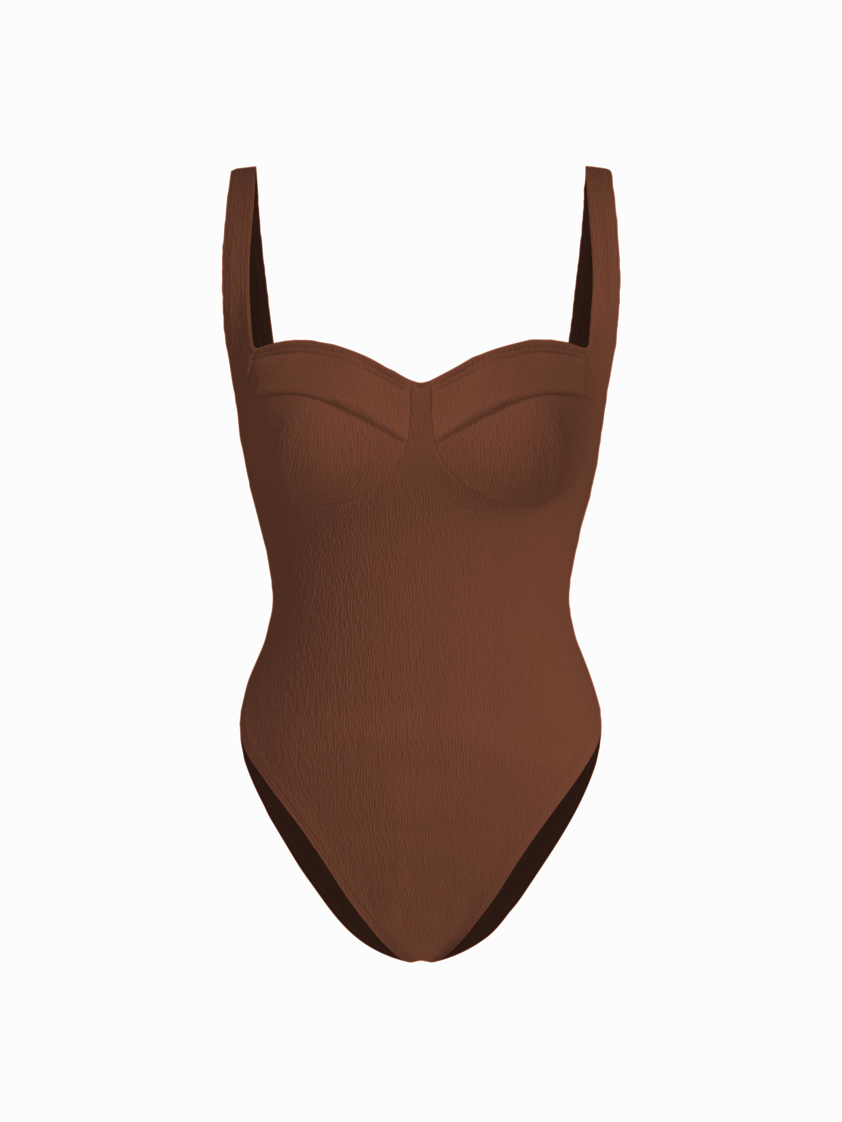 Shaping Sweetheart Neckline Texture Backless One Piece Swimsuit by CIDER