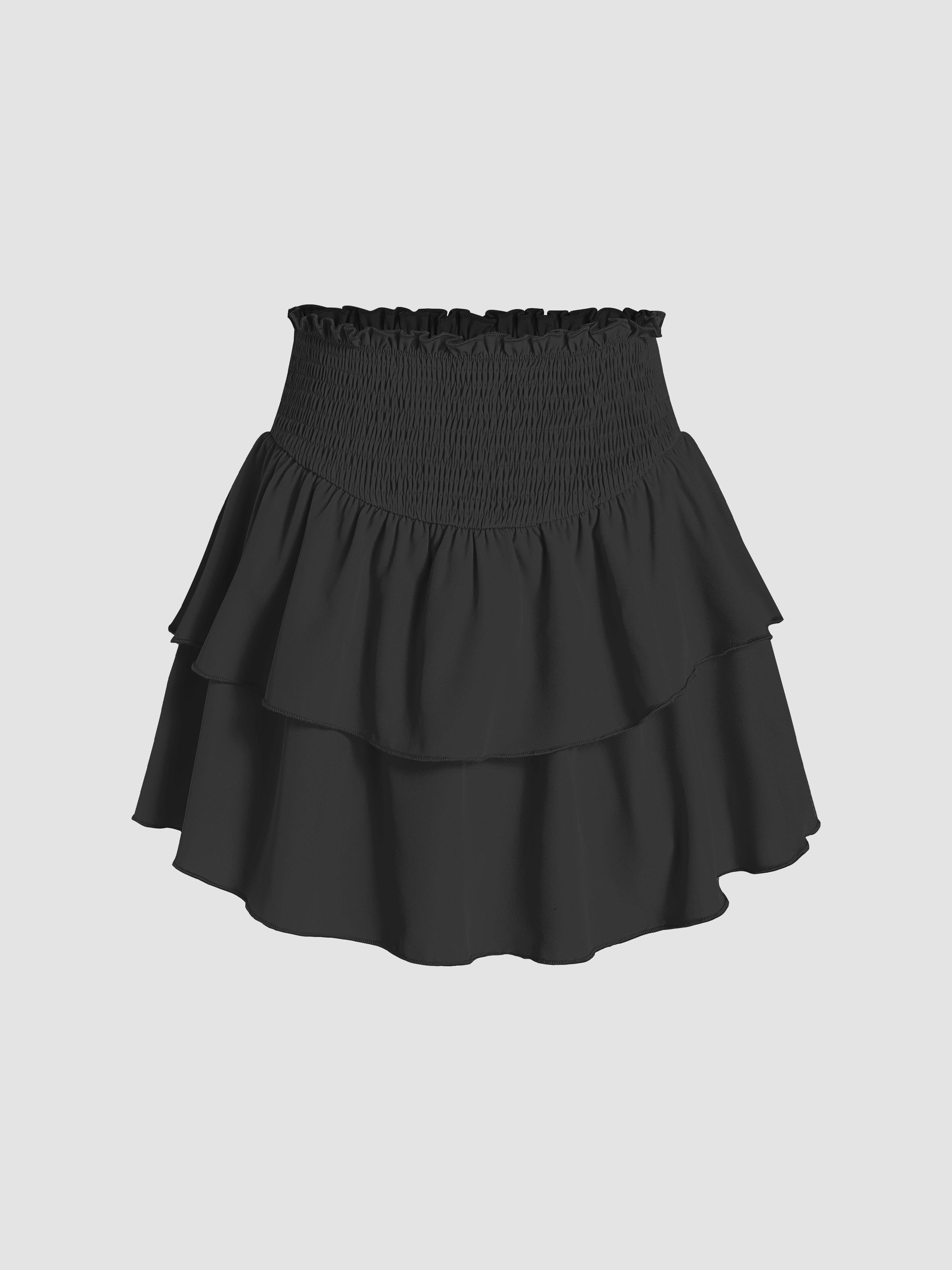 Shirred Ruffle Tiered Skort by CIDER