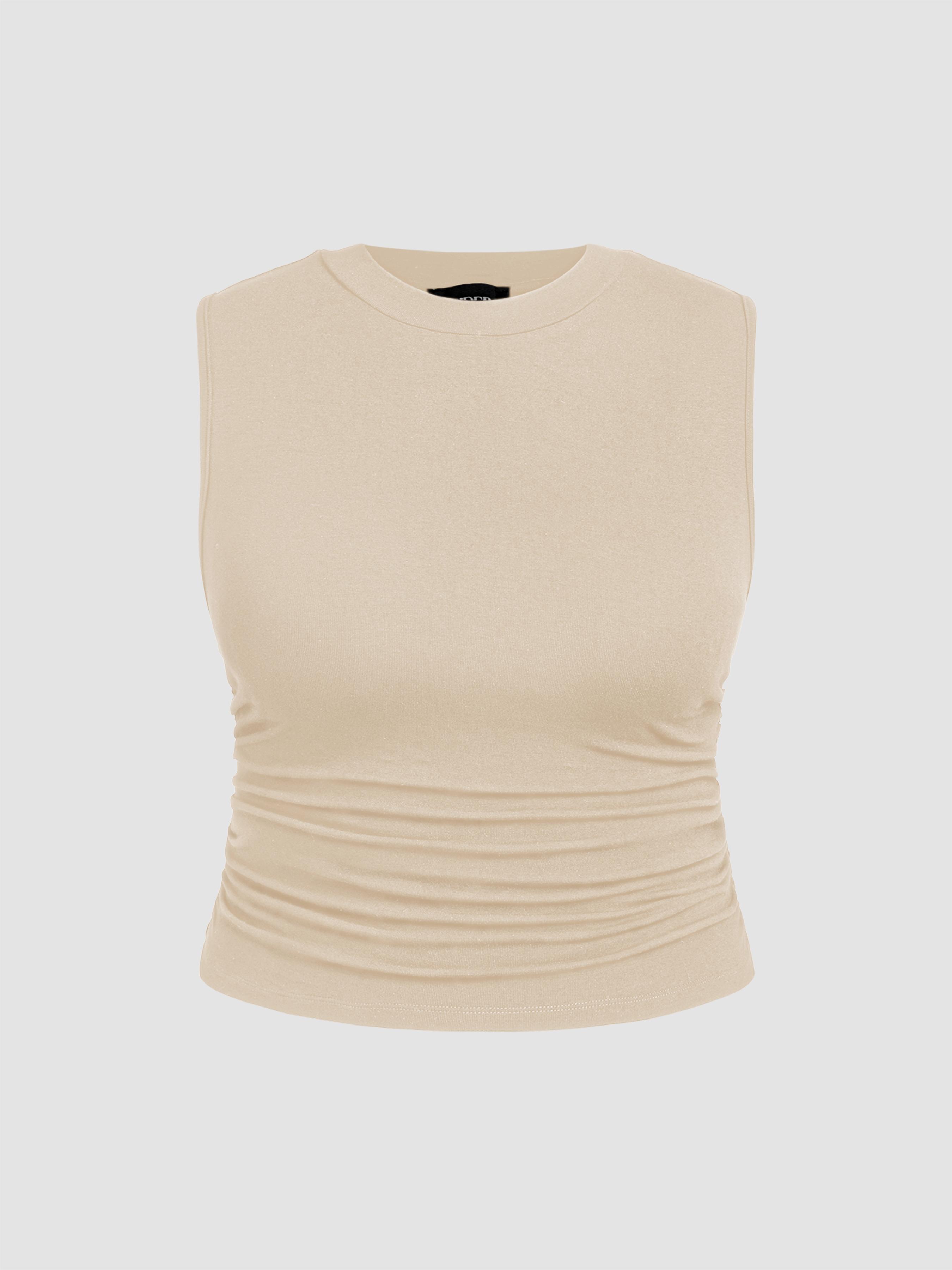 Sleeveless Ruched Crop Top Curve & Plus by CIDER