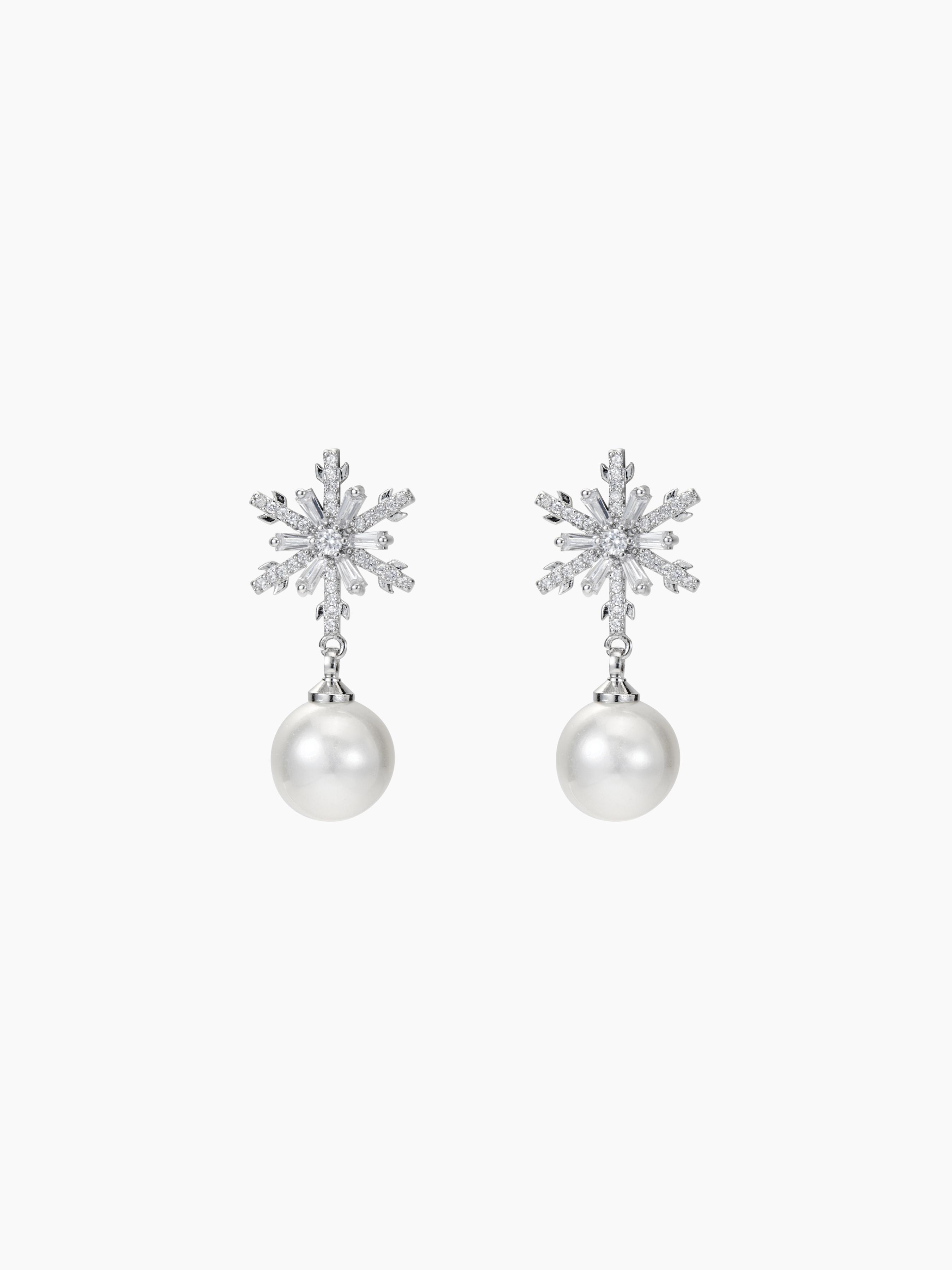 Snowflake Pattern Drop Earrings by CIDER