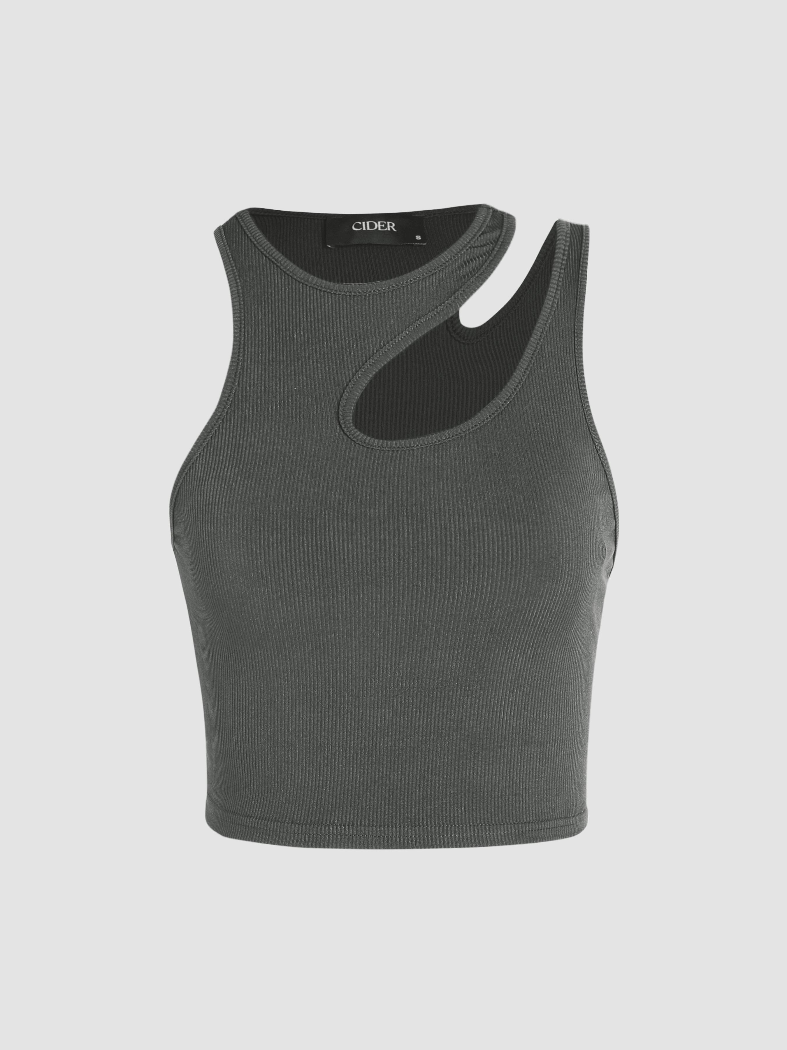 Solid Asymmetrical Sleeveless Crop Top by CIDER