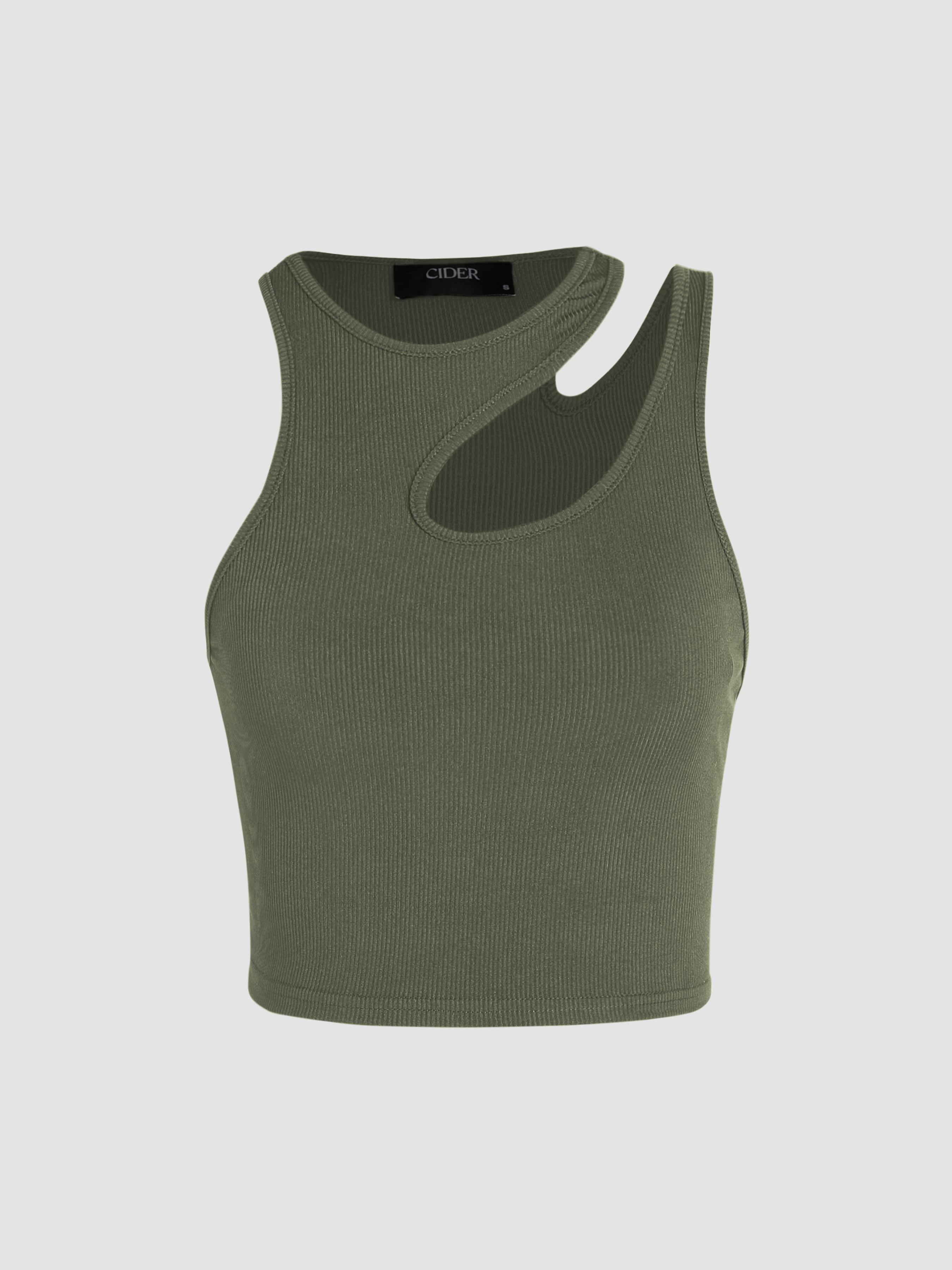 Solid Asymmetrical Sleeveless Crop Top by CIDER