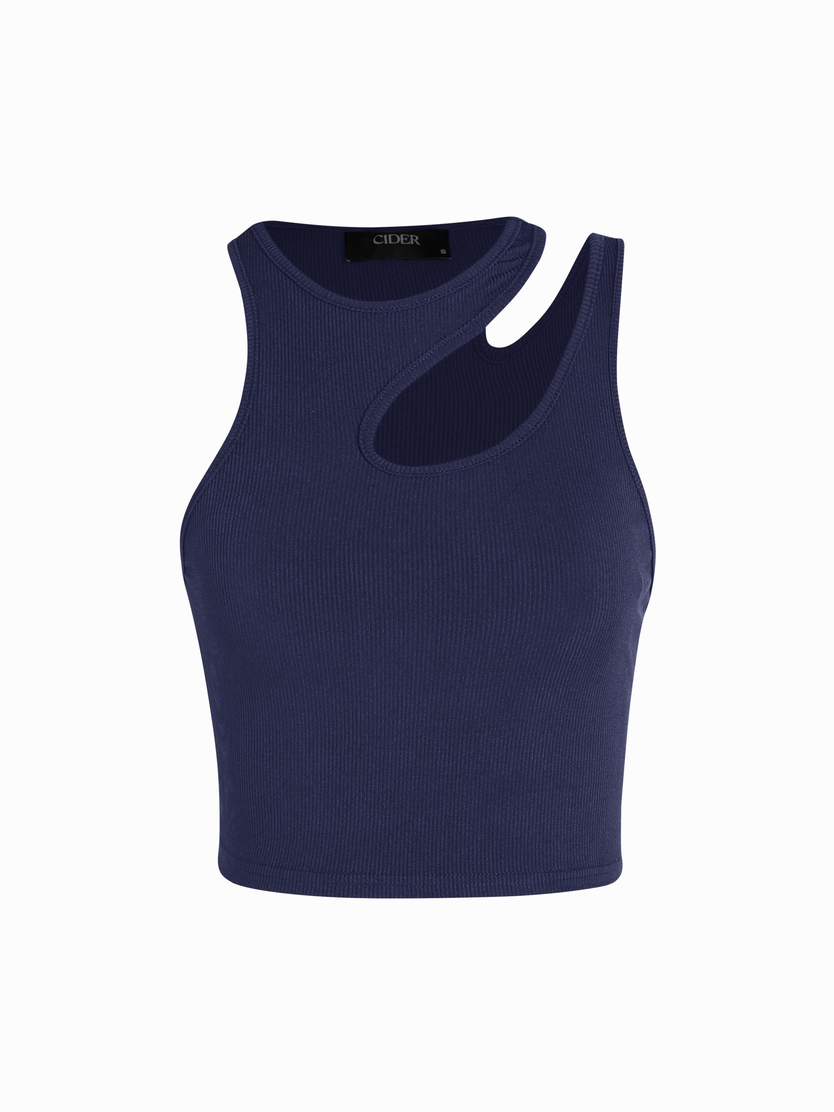 Solid Asymmetrical Sleeveless Crop Top by CIDER