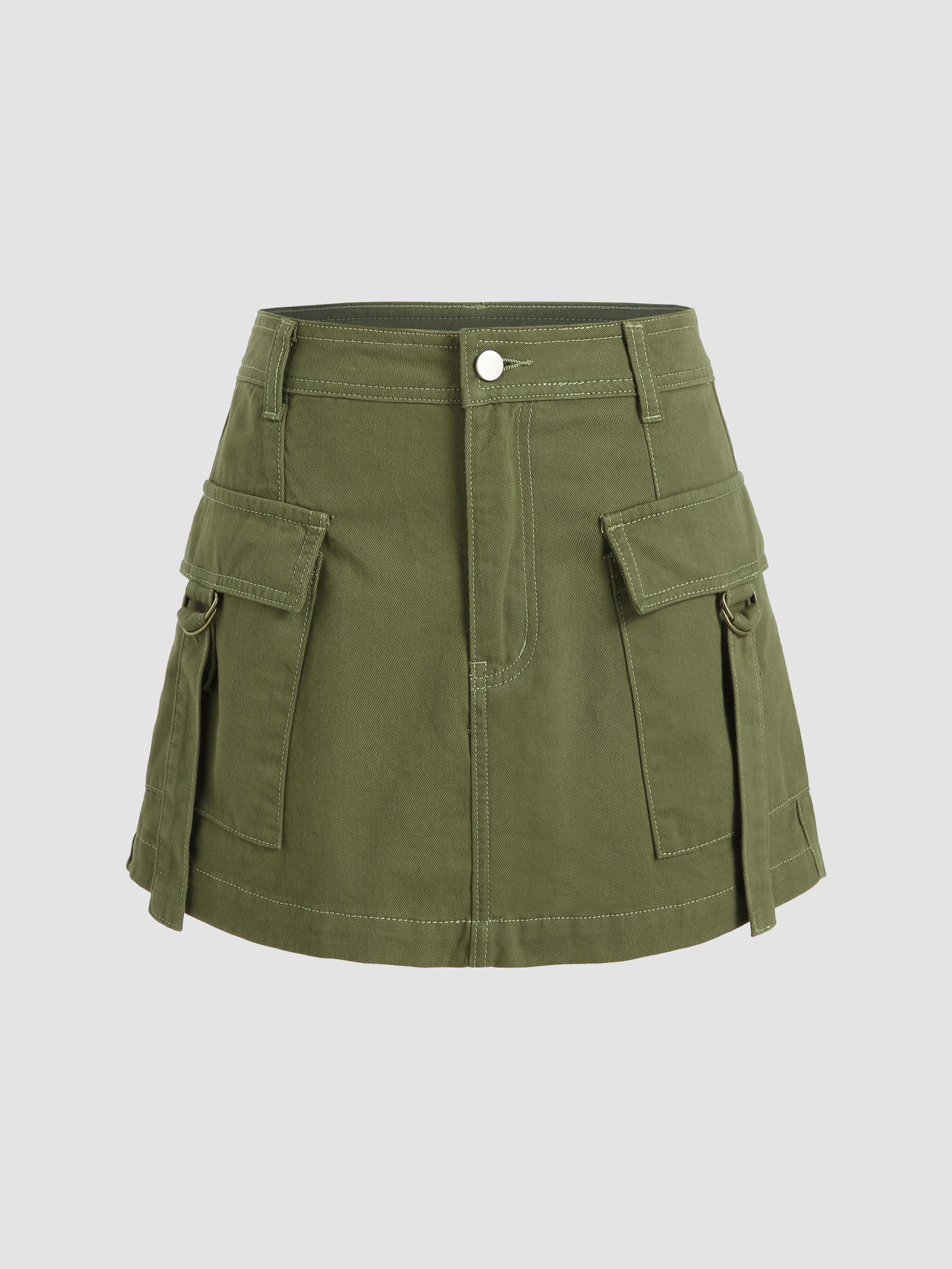 Solid Cargo Mini Skirt by CIDER