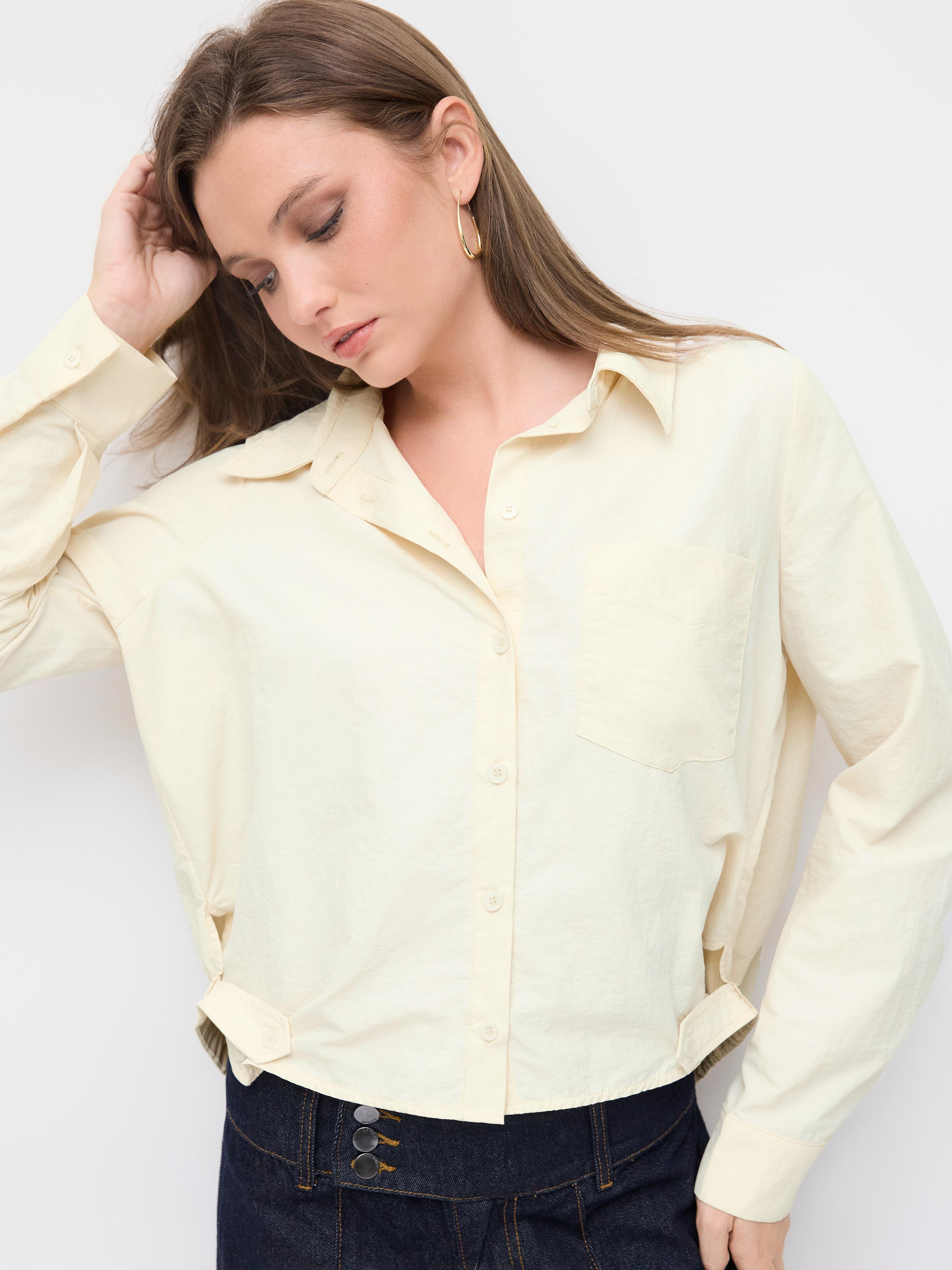 Solid Collar Side Button Long Sleeve Shirt by CIDER