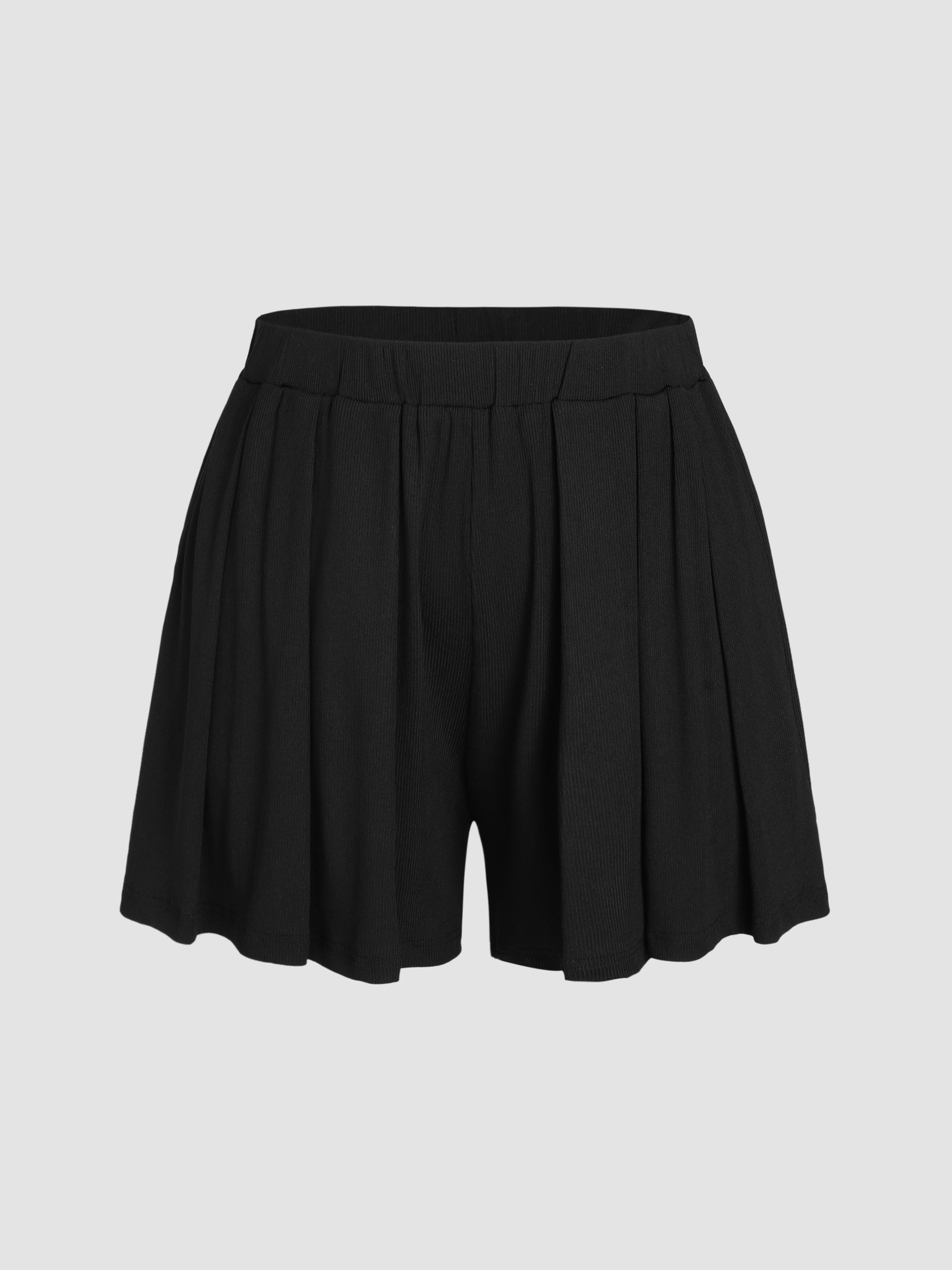 Solid Elastic Waist Wide Leg Shorts Curve & Plus by CIDER