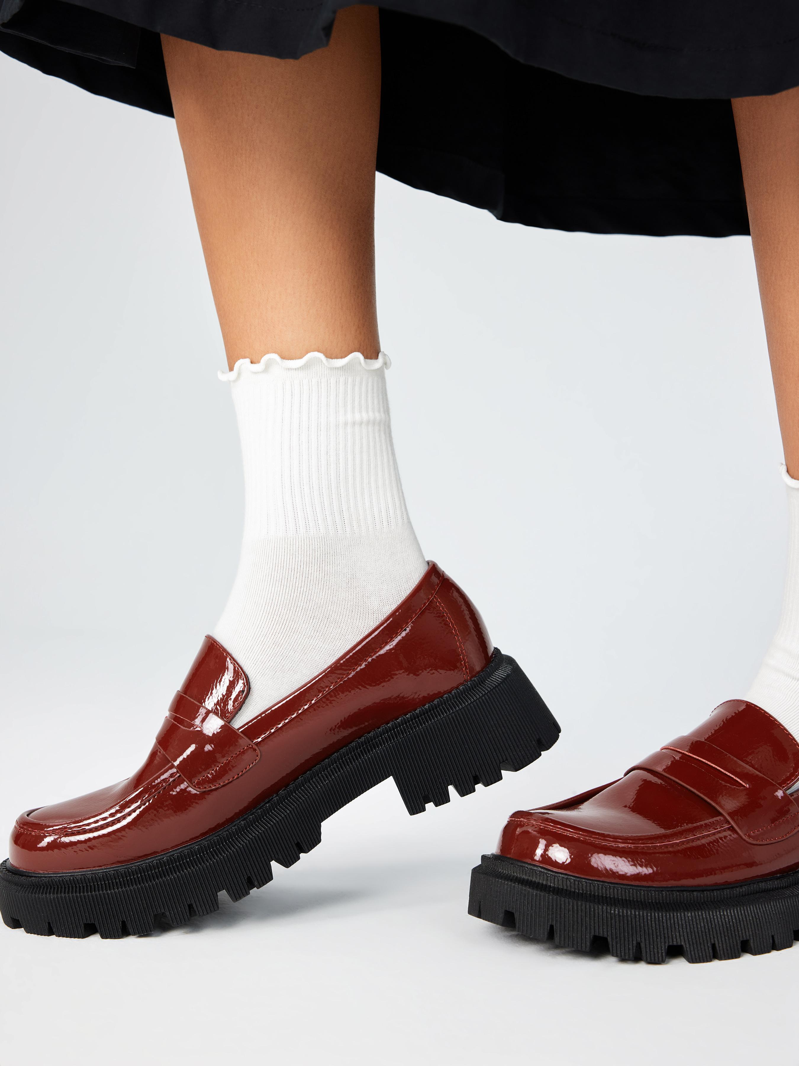 Solid Faux Patent Leather Loafers by CIDER