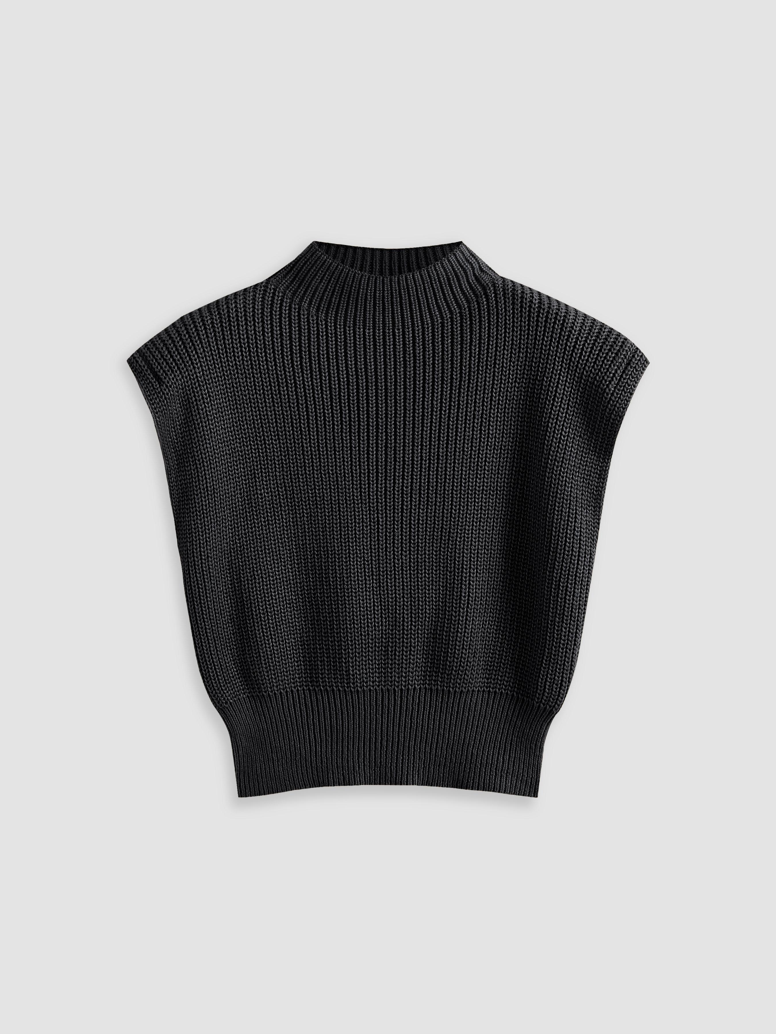 Solid High Neck Knit Vest by CIDER