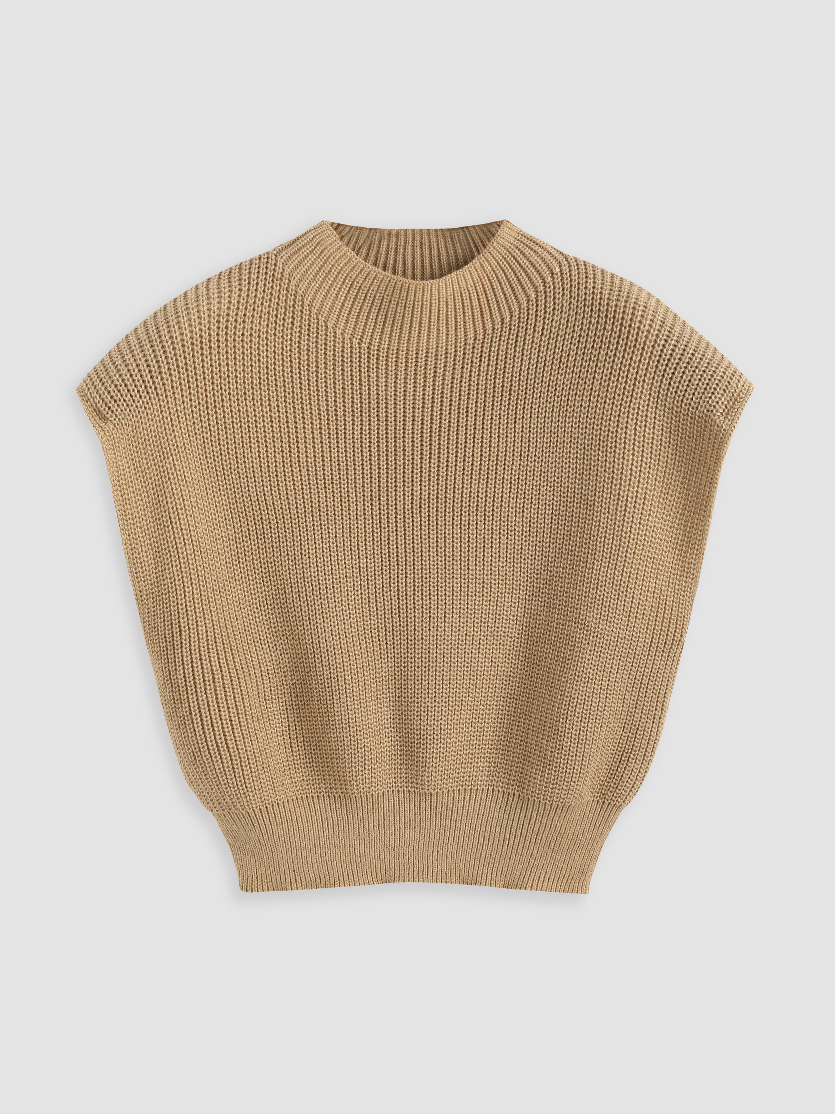 Solid High Neck Knit Vest Curve & Plus by CIDER