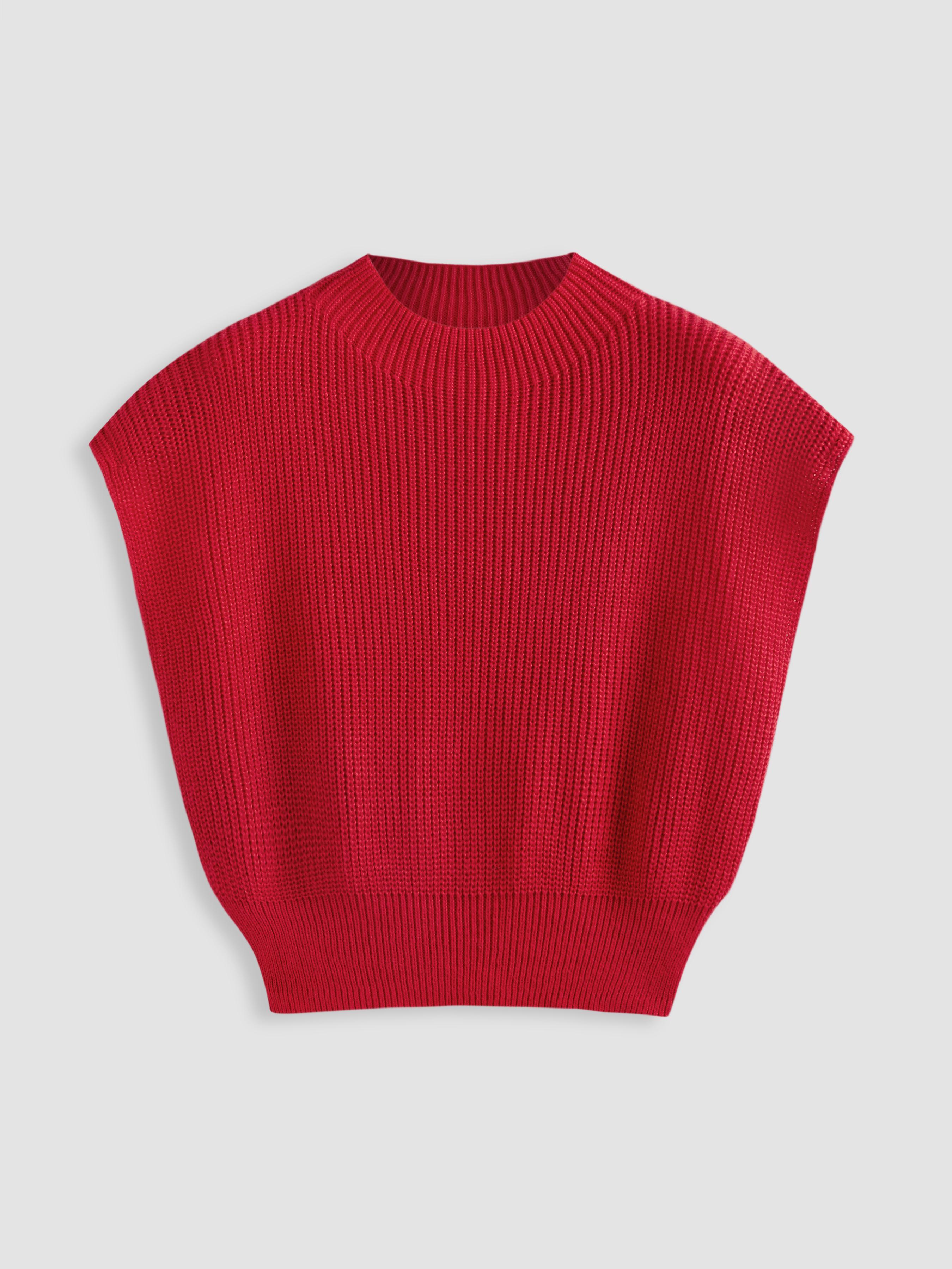 Solid High Neck Knit Vest Curve & Plus by CIDER