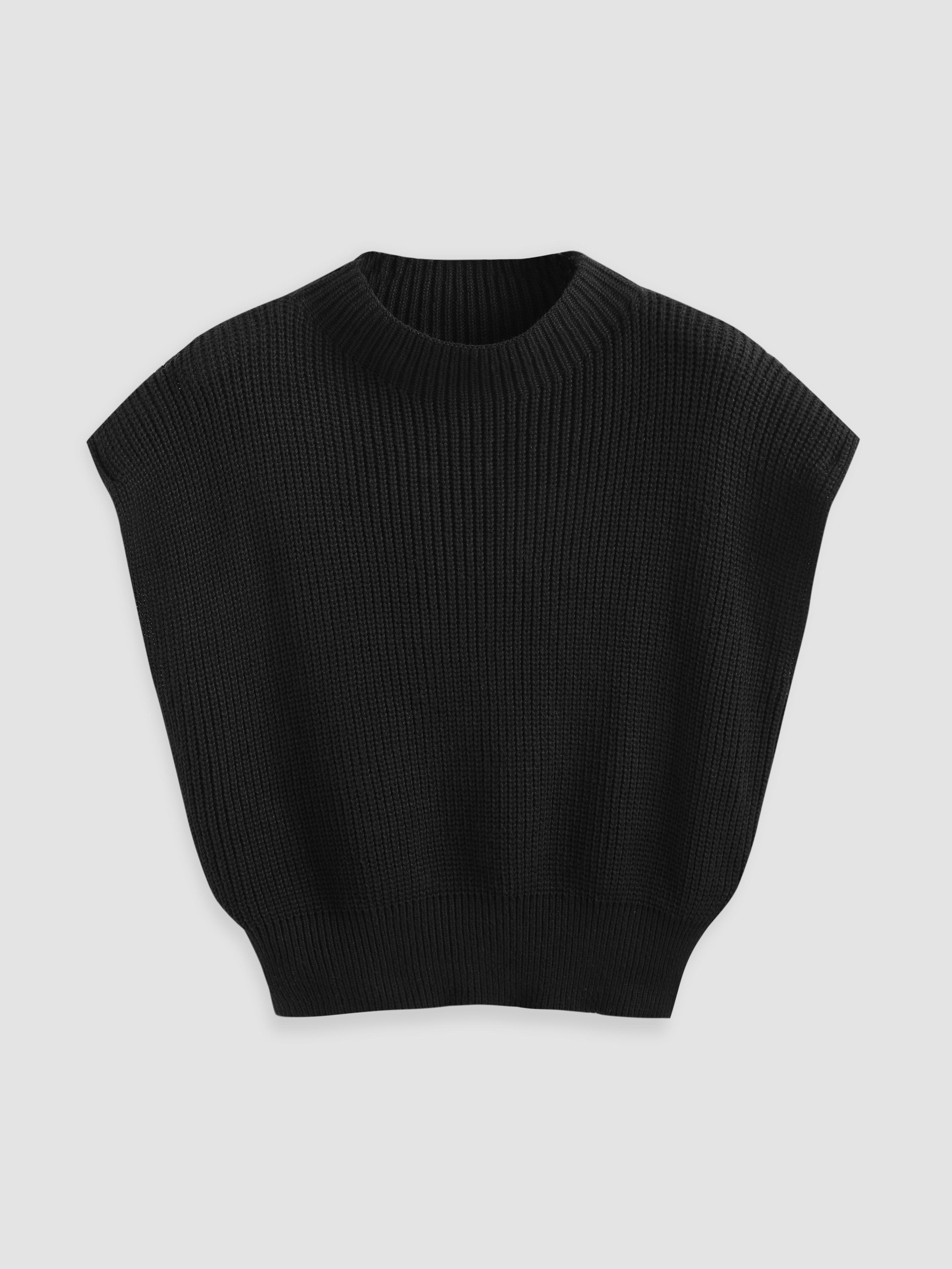 Solid High Neck Knit Vest Curve & Plus by CIDER