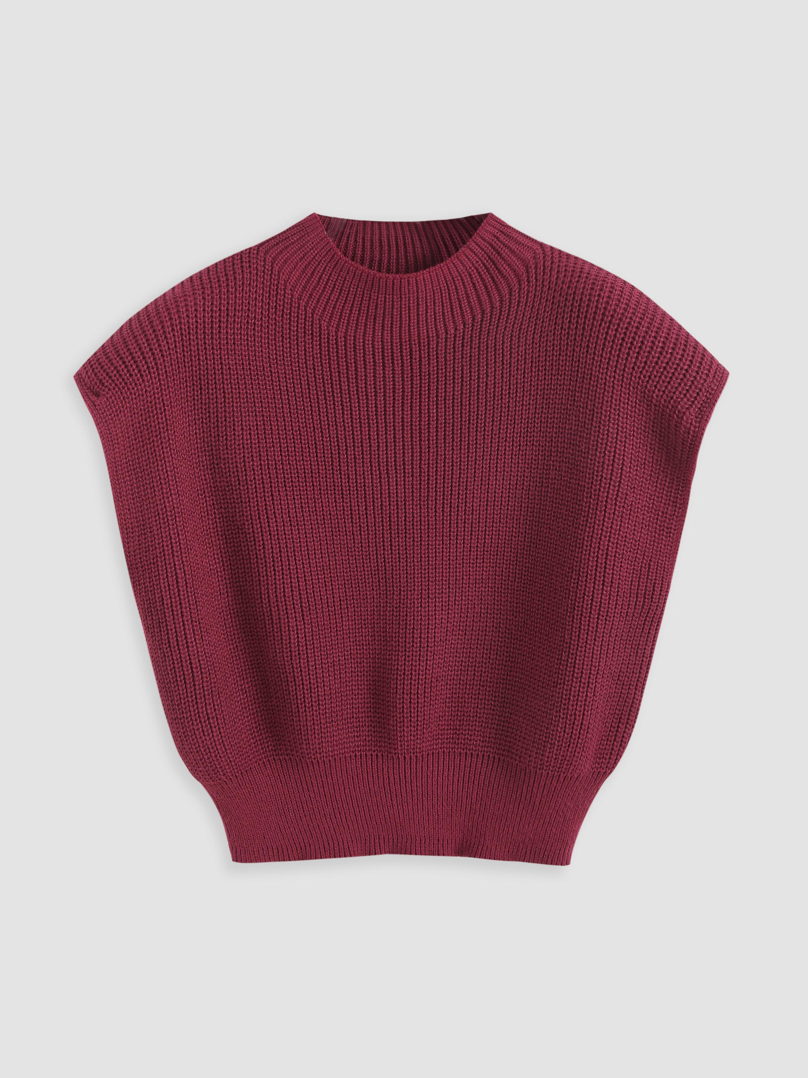 Solid High Neck Knit Vest Curve & Plus by CIDER